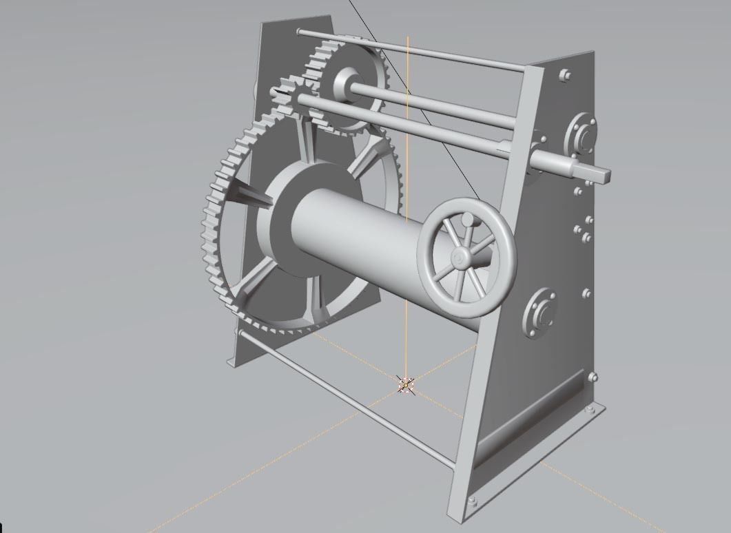 Rusty Beach Winch for Boats - Low-Poly - Game-Ready 3D model_7