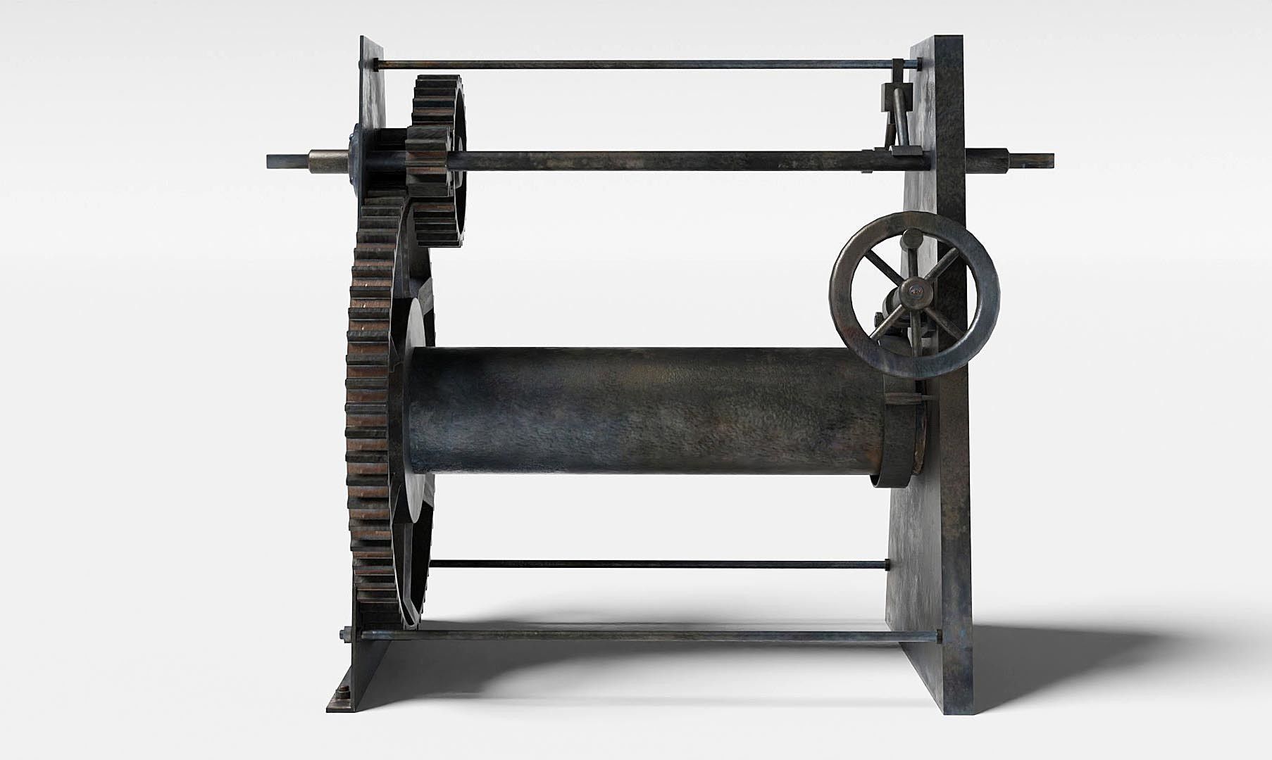 Rusty Beach Winch for Boats - Low-Poly - Game-Ready 3D model_5