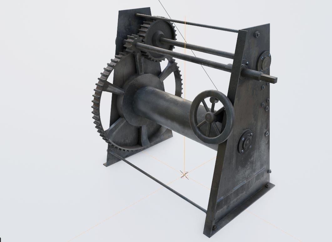 Rusty Beach Winch for Boats - Low-Poly - Game-Ready 3D model_6