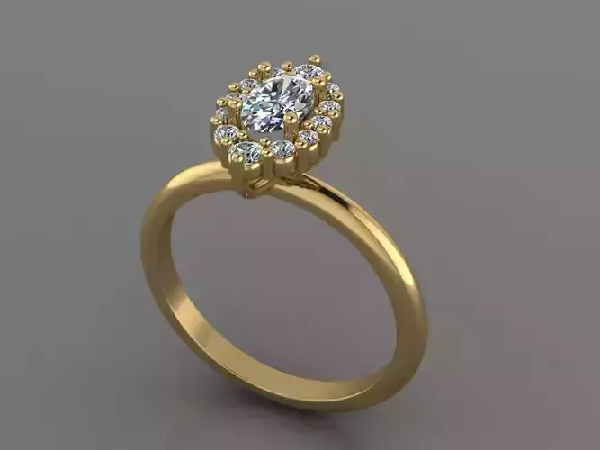 Ring 3D Print 3D print model 3D print model gold engagement with marquise cut diamond
