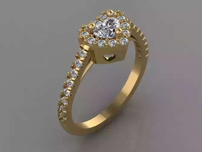Ring 3D Print 3D print model 3D print model gold heart shaped engagement