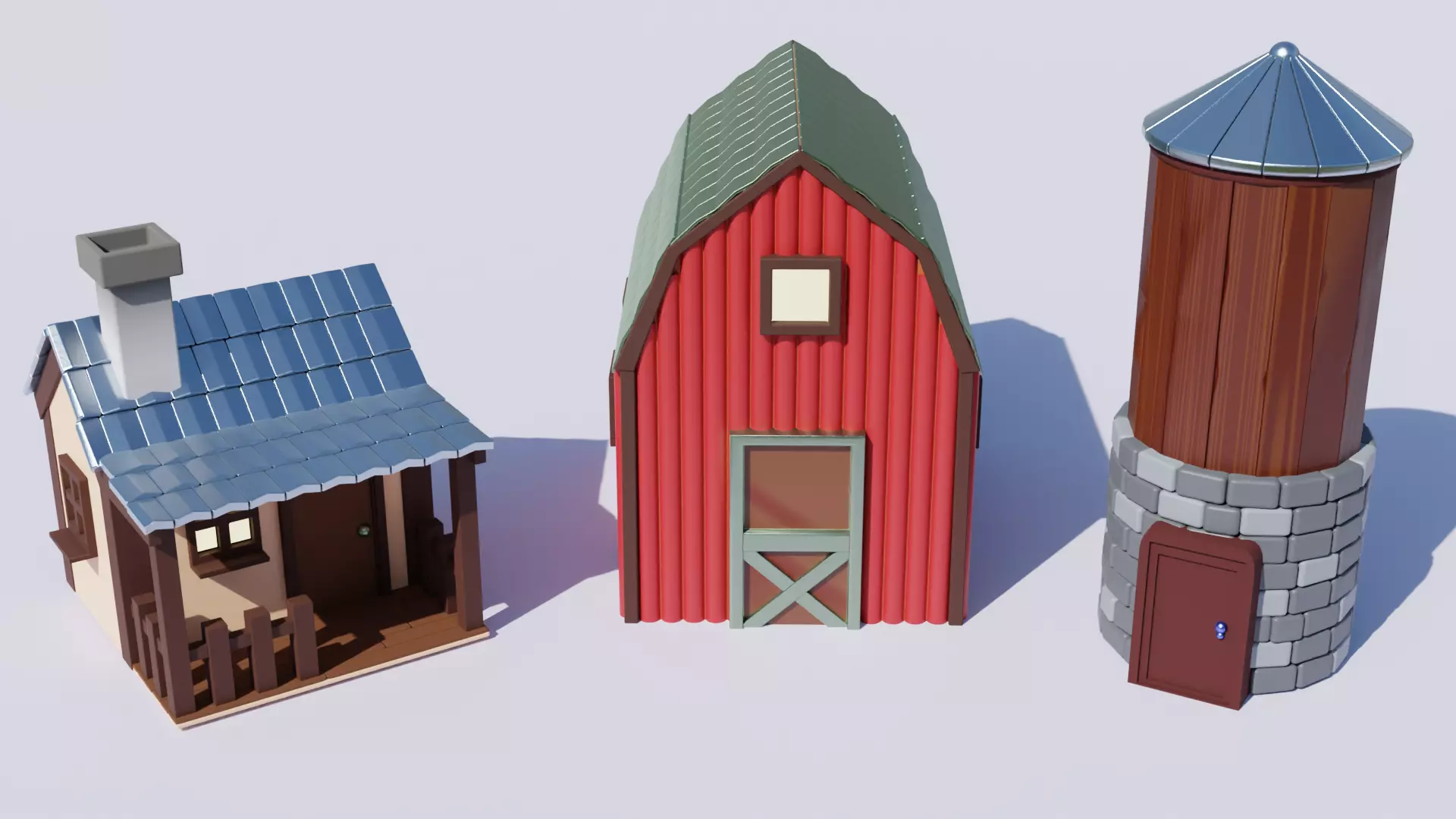 Cute farm props barn vegetables and fruits  Low-poly 3D model_0