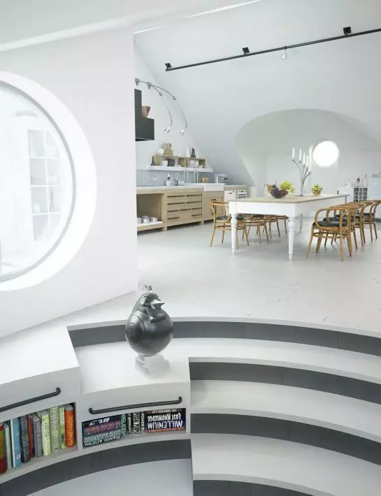 Spacious Modern Kitchen With Dining Table 3D model_0