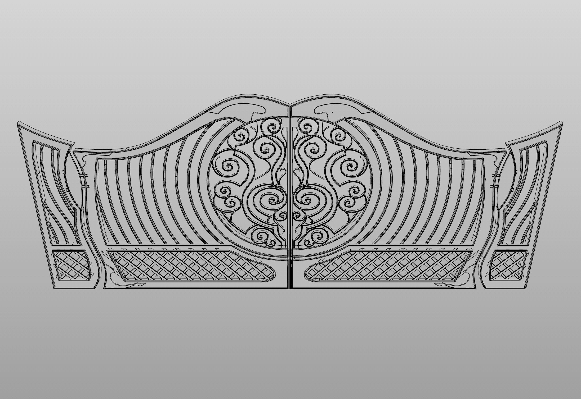 Ornate Decorative Gate 3D model_8