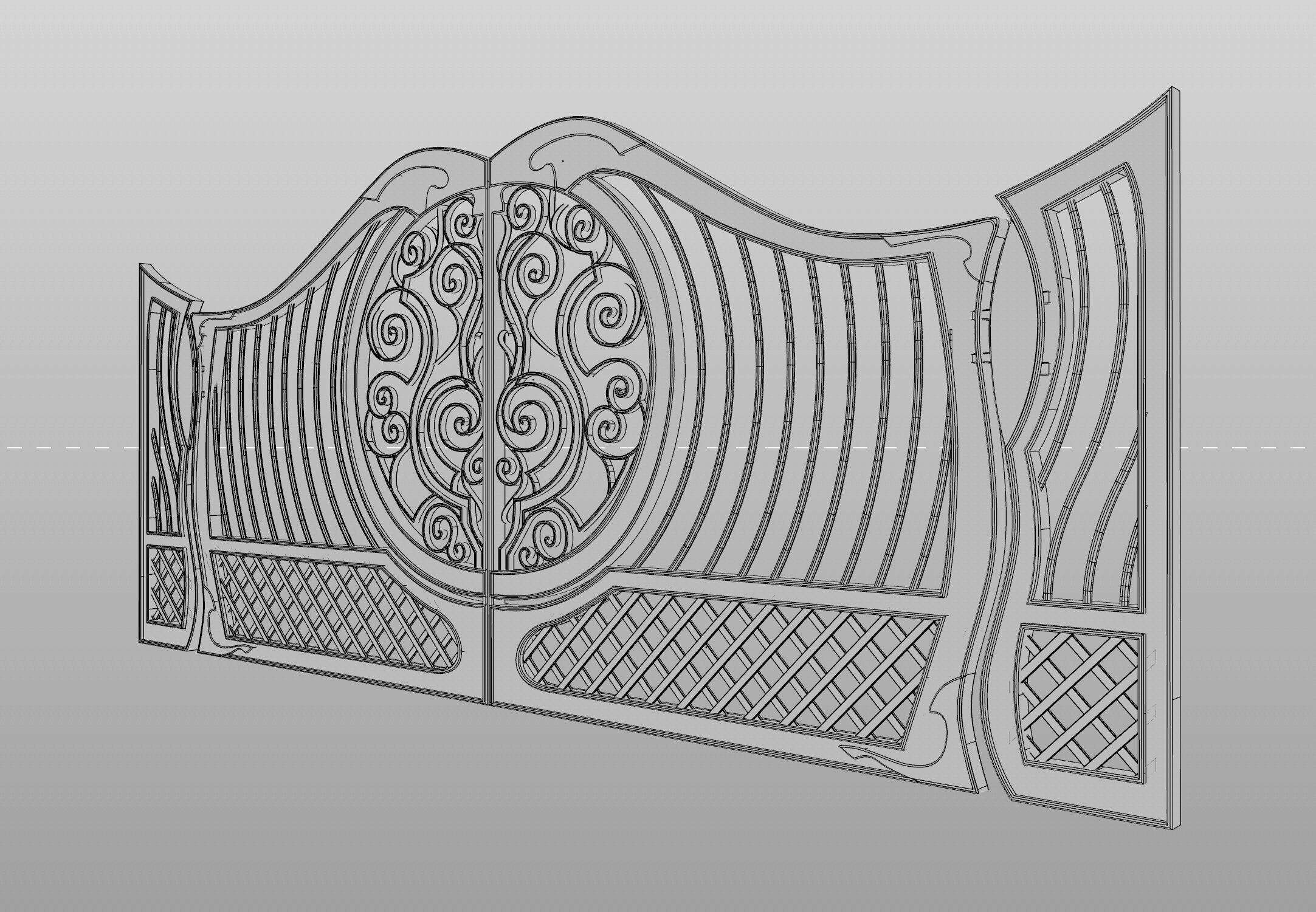 Ornate Decorative Gate 3D model_7