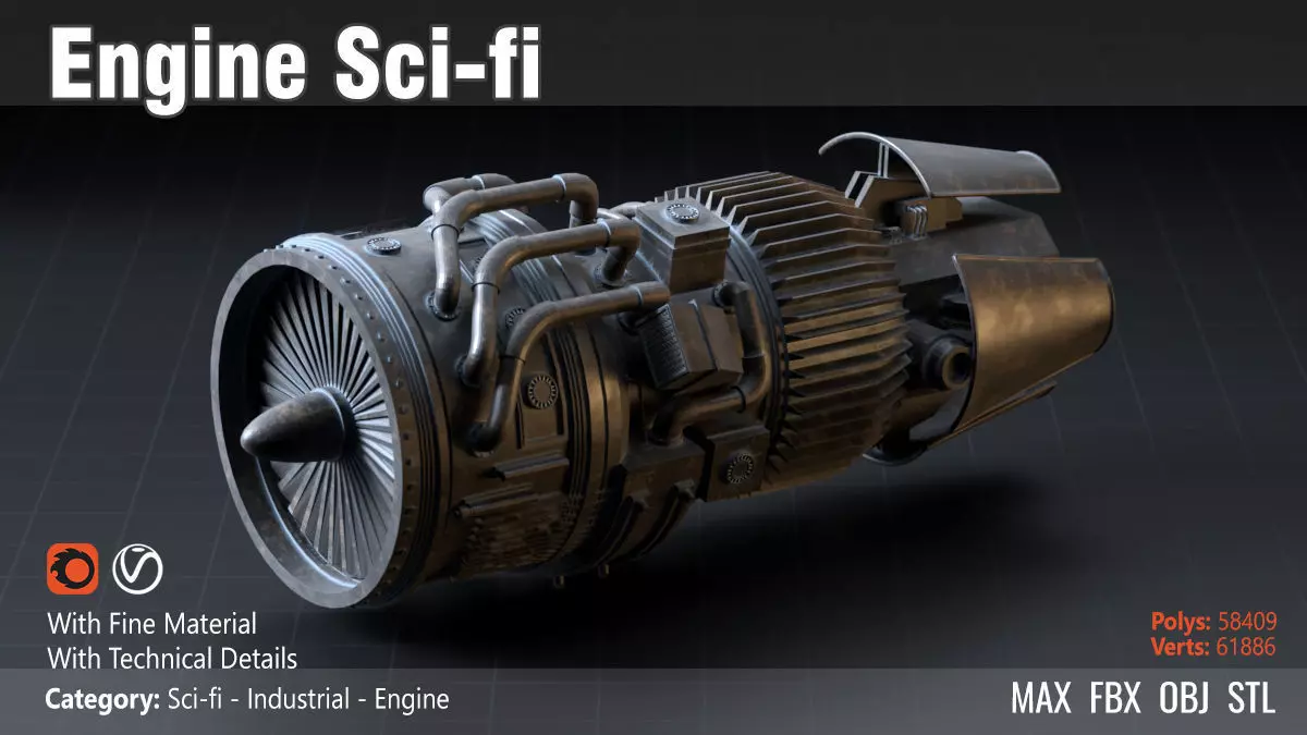 Engine Sci-fi 3D model_0