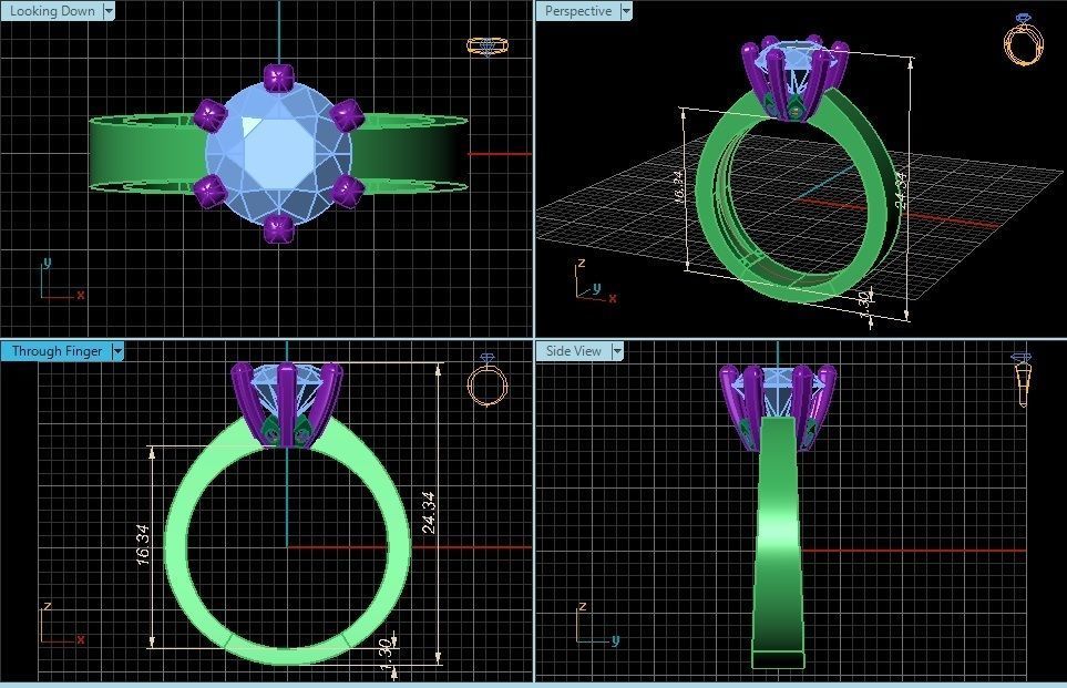 Ring 3D Print 3D print model 3D print model gold with topaz s... 3D print model_4