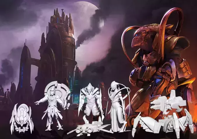 Chess set as protoss inspired from StarCraft 3D print model