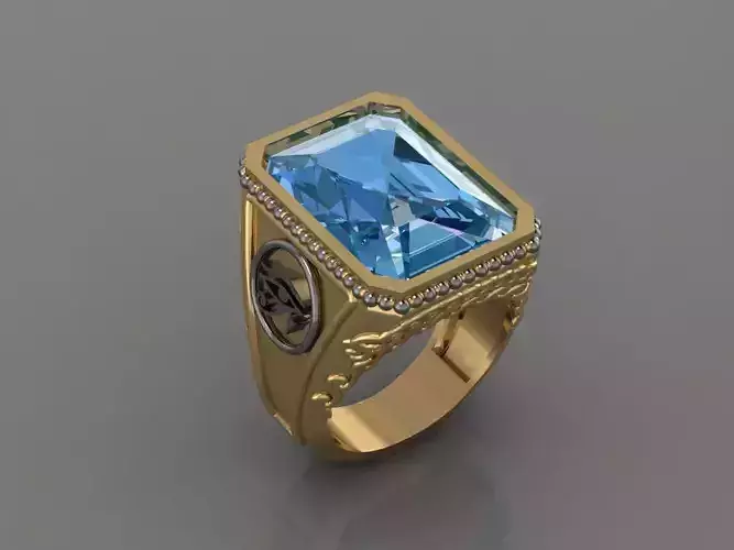 Ring 3D Print 3D print model 3D print model gold with topaz s... 3D print model