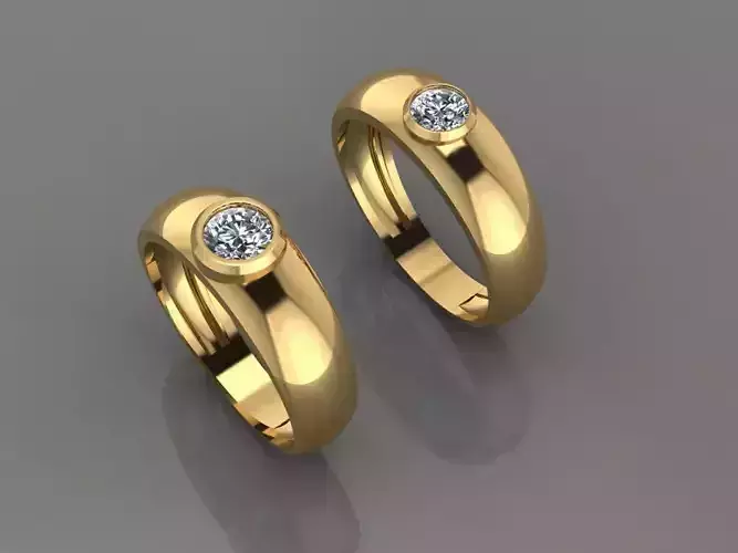 Ring 3D Print 3D print model 3D print model two gold rings with ruby stone in middle