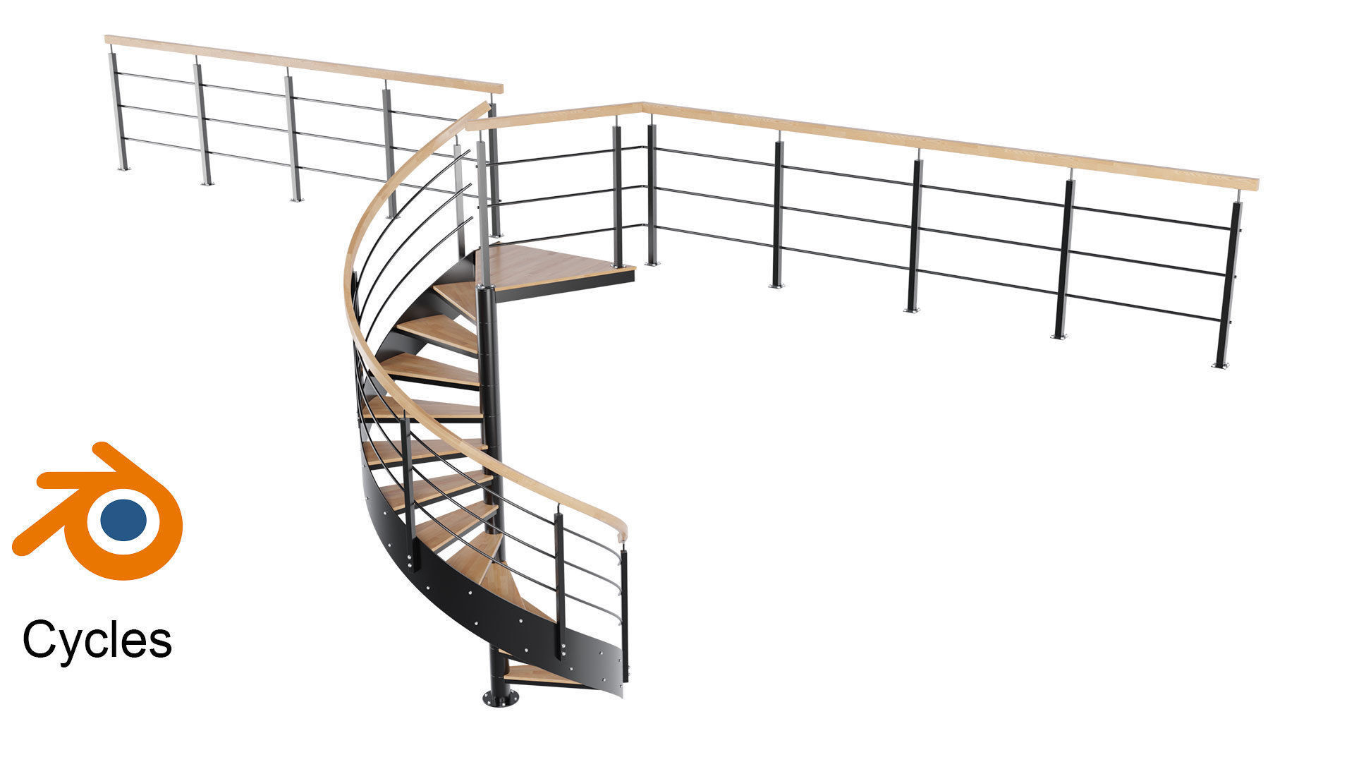 Spiral stairs 3D model_3