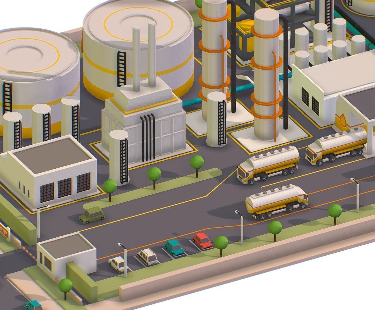 Isometric Oil Processing Plant Complex Crude Low-poly 3D model_5