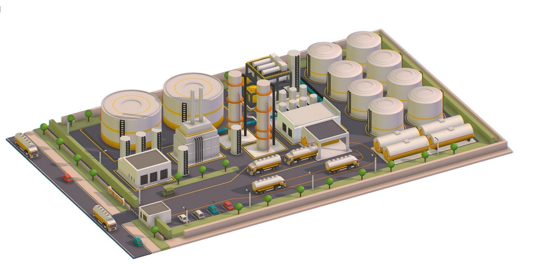 Isometric Oil Processing Plant Complex Crude Low-poly 3D model_1
