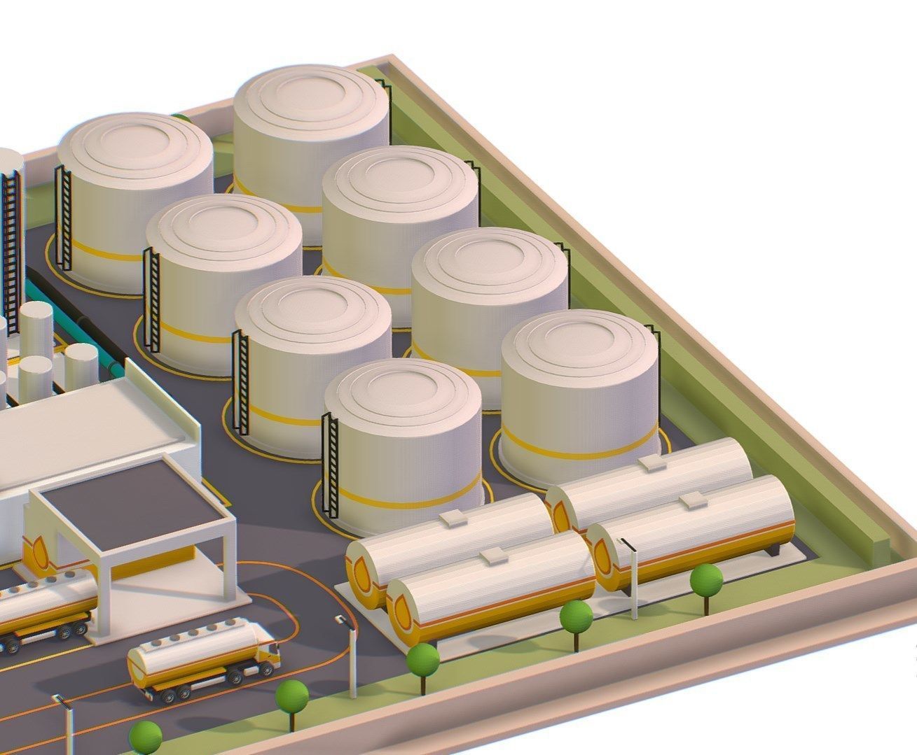 Isometric Oil Processing Plant Complex Crude Low-poly 3D model_4