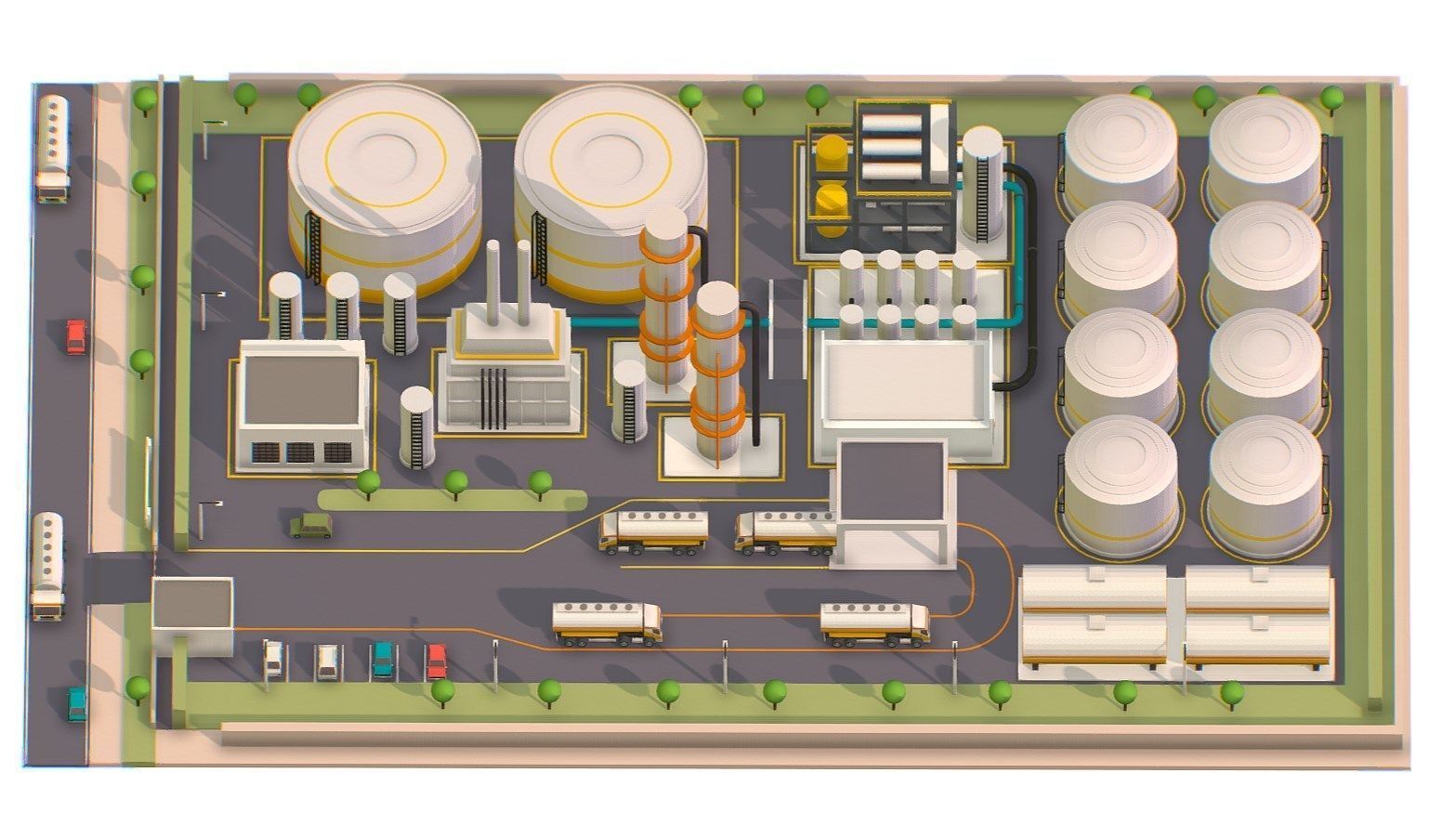 Isometric Oil Processing Plant Complex Crude Low-poly 3D model_6
