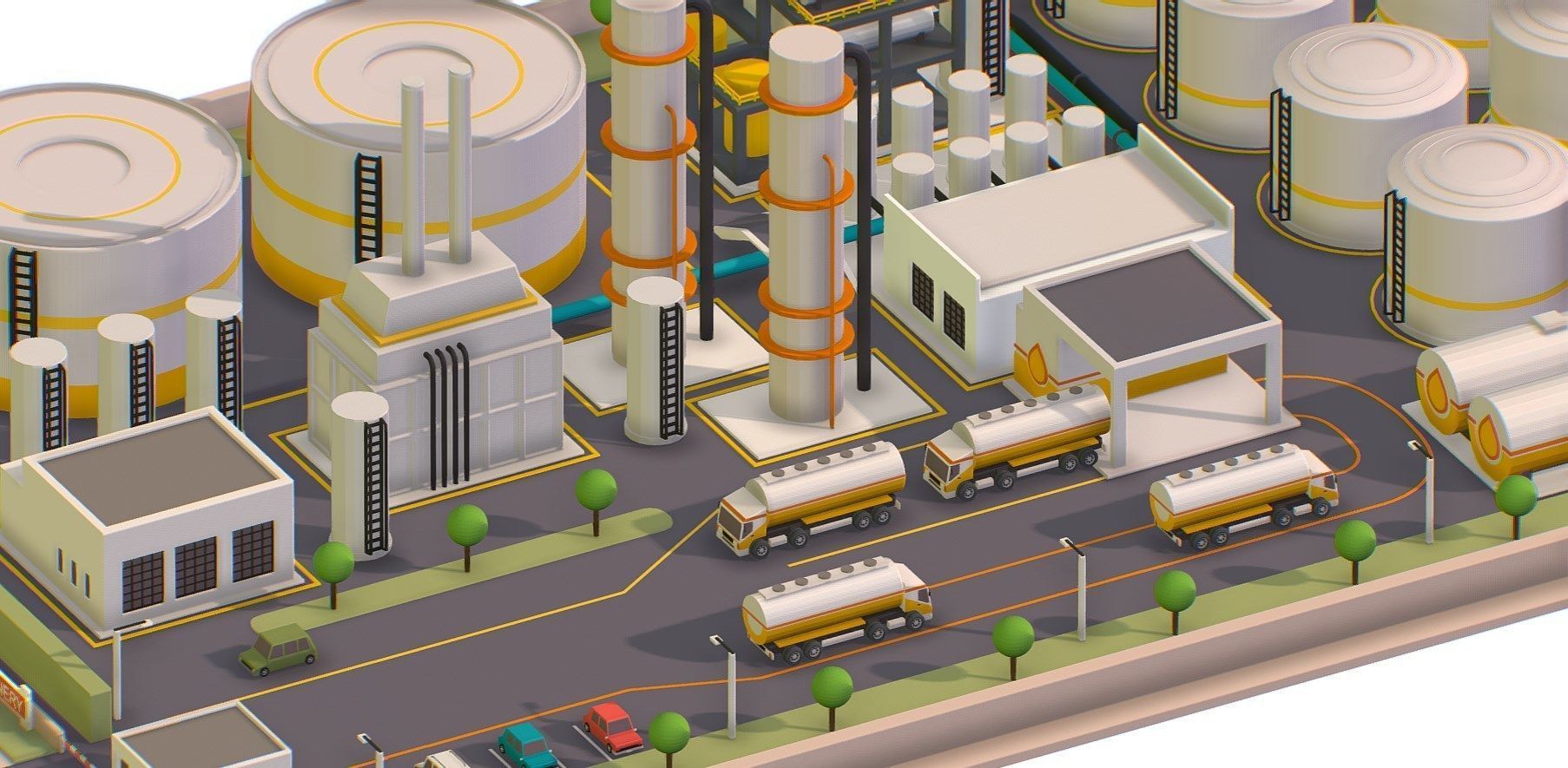 Isometric Oil Processing Plant Complex Crude Low-poly 3D model_8