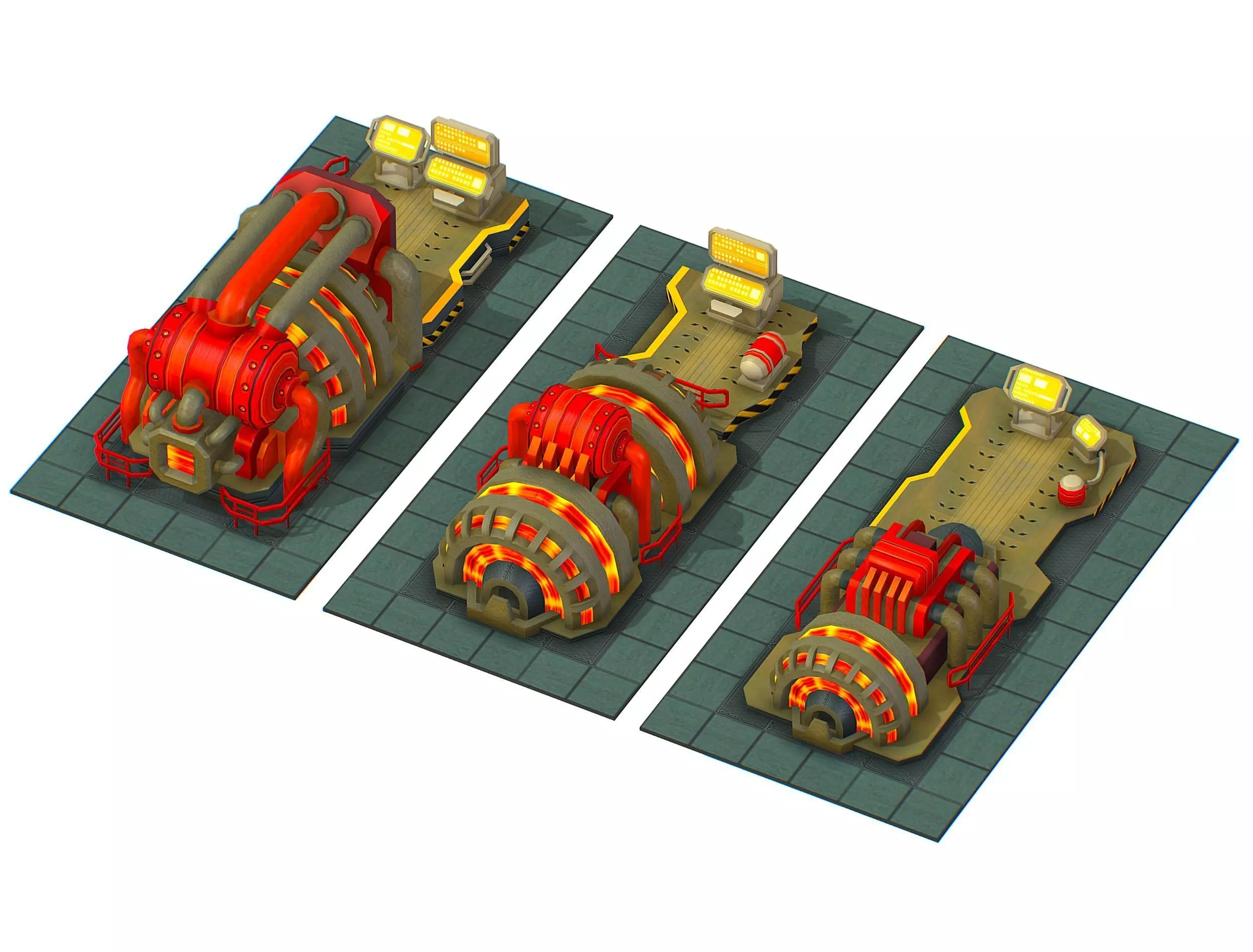 isometrical Installation Power Plant Generator Low-poly 3D model_0