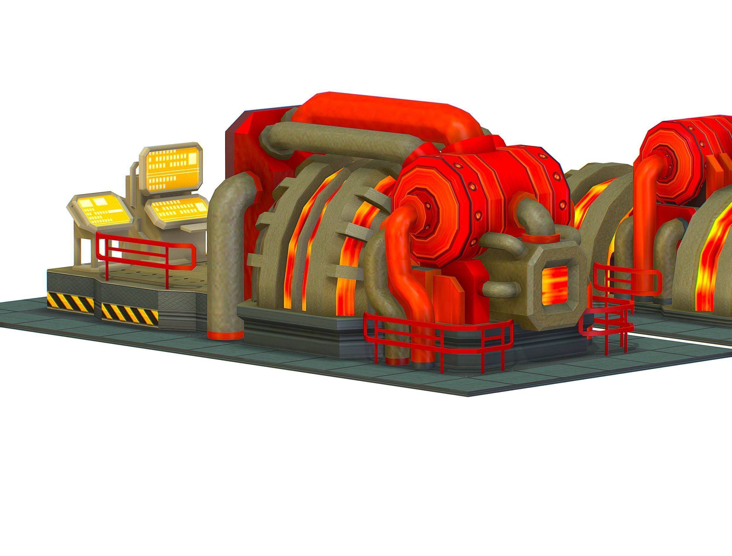 isometrical Installation Power Plant Generator Low-poly 3D model_29