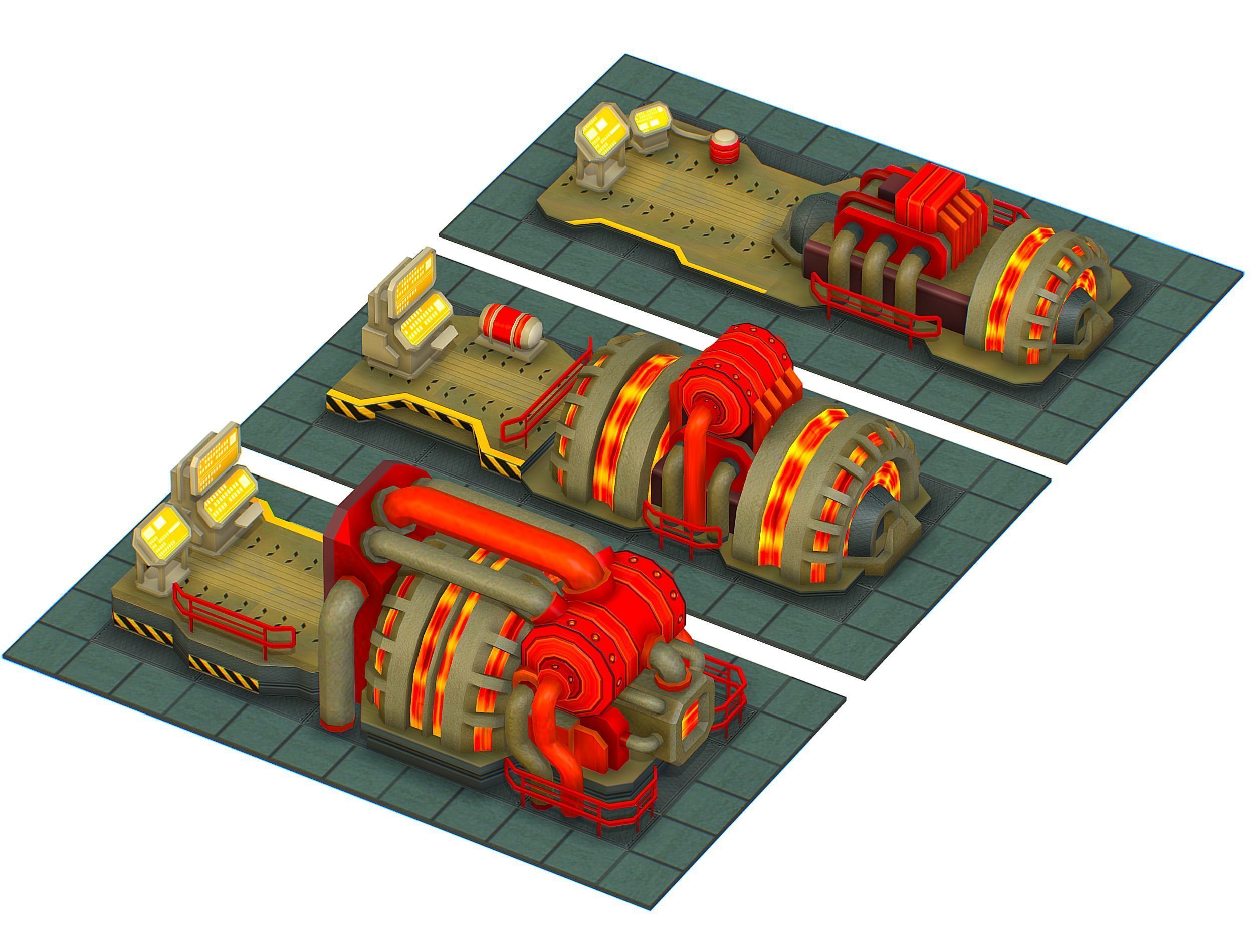 isometrical Installation Power Plant Generator Low-poly 3D model_4