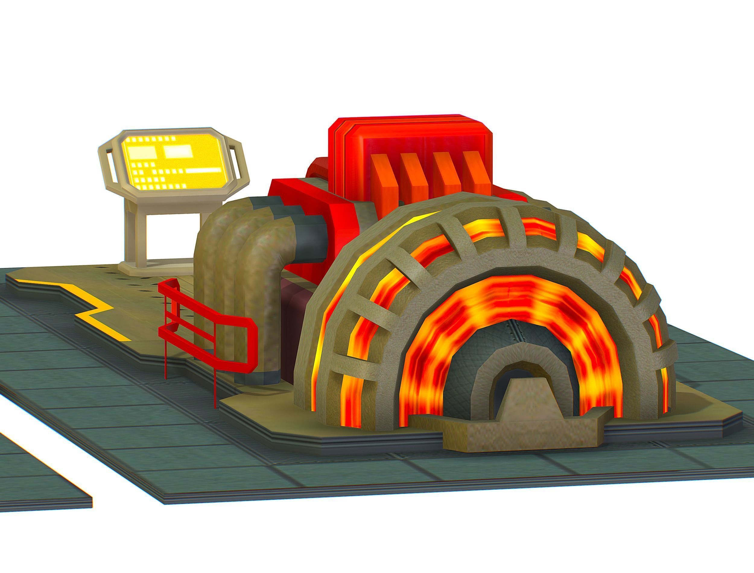 isometrical Installation Power Plant Generator Low-poly 3D model_37