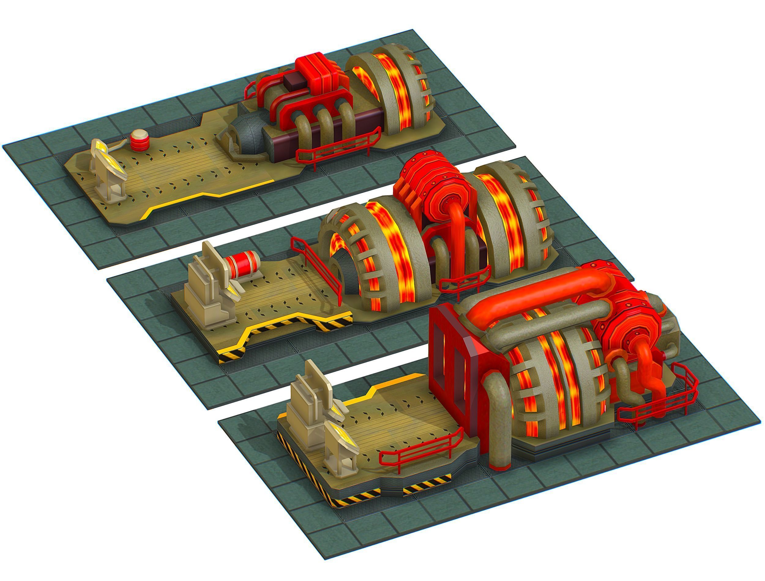 isometrical Installation Power Plant Generator Low-poly 3D model_7