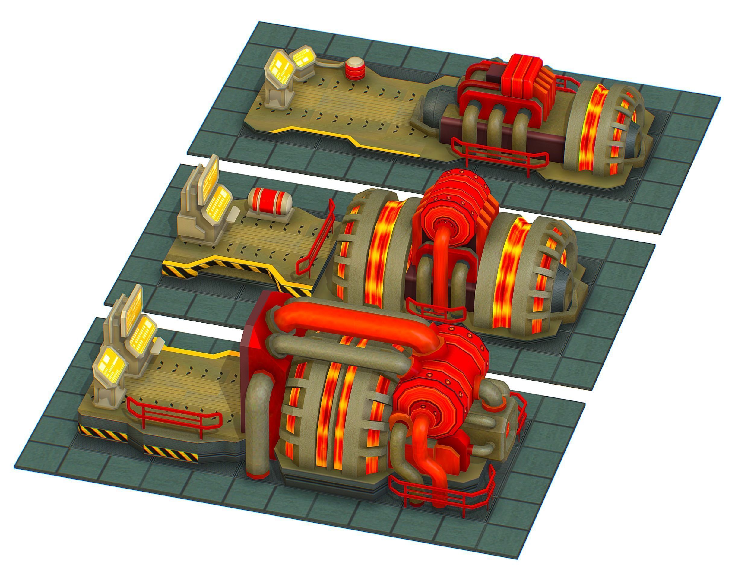 isometrical Installation Power Plant Generator Low-poly 3D model_5