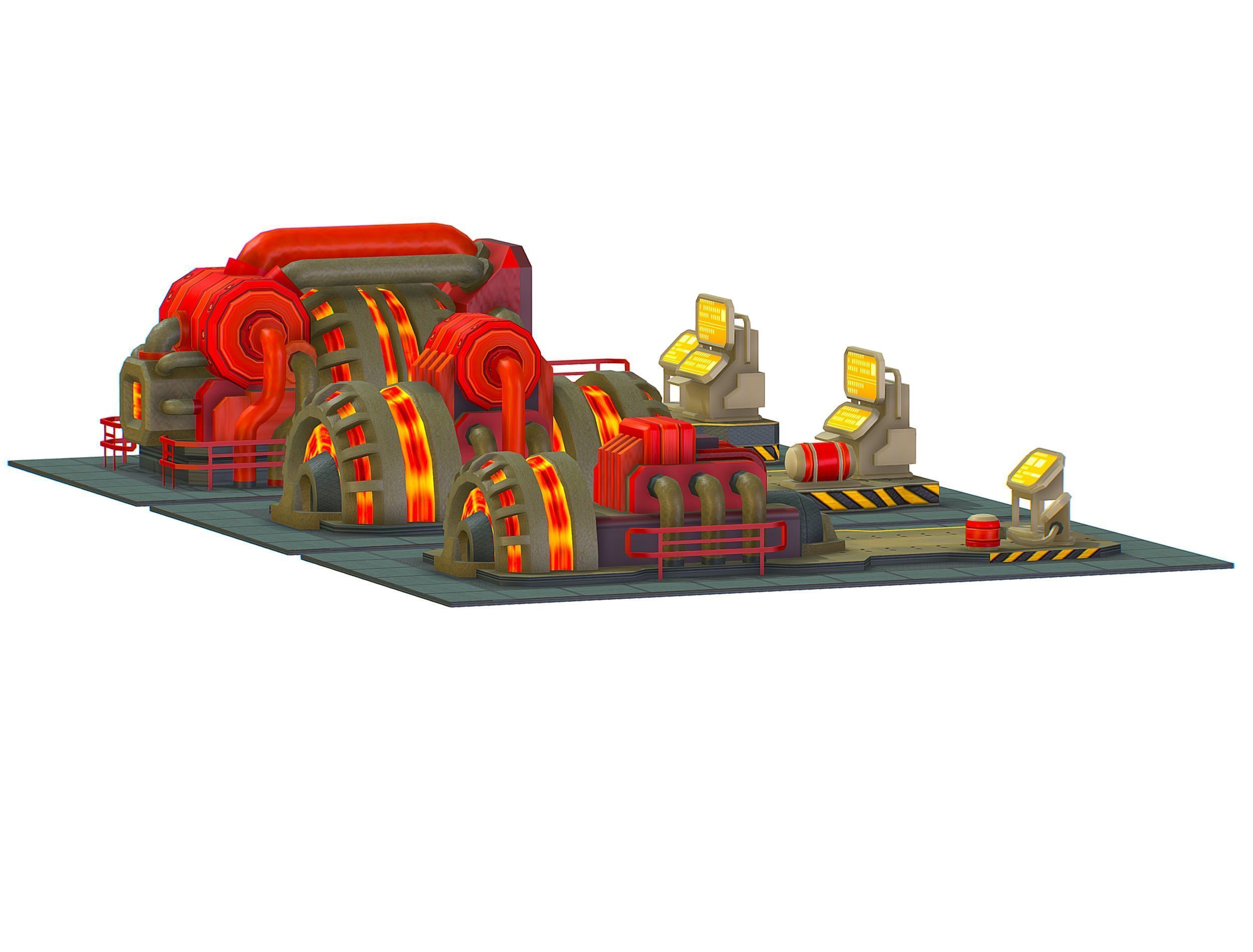 isometrical Installation Power Plant Generator Low-poly 3D model_26