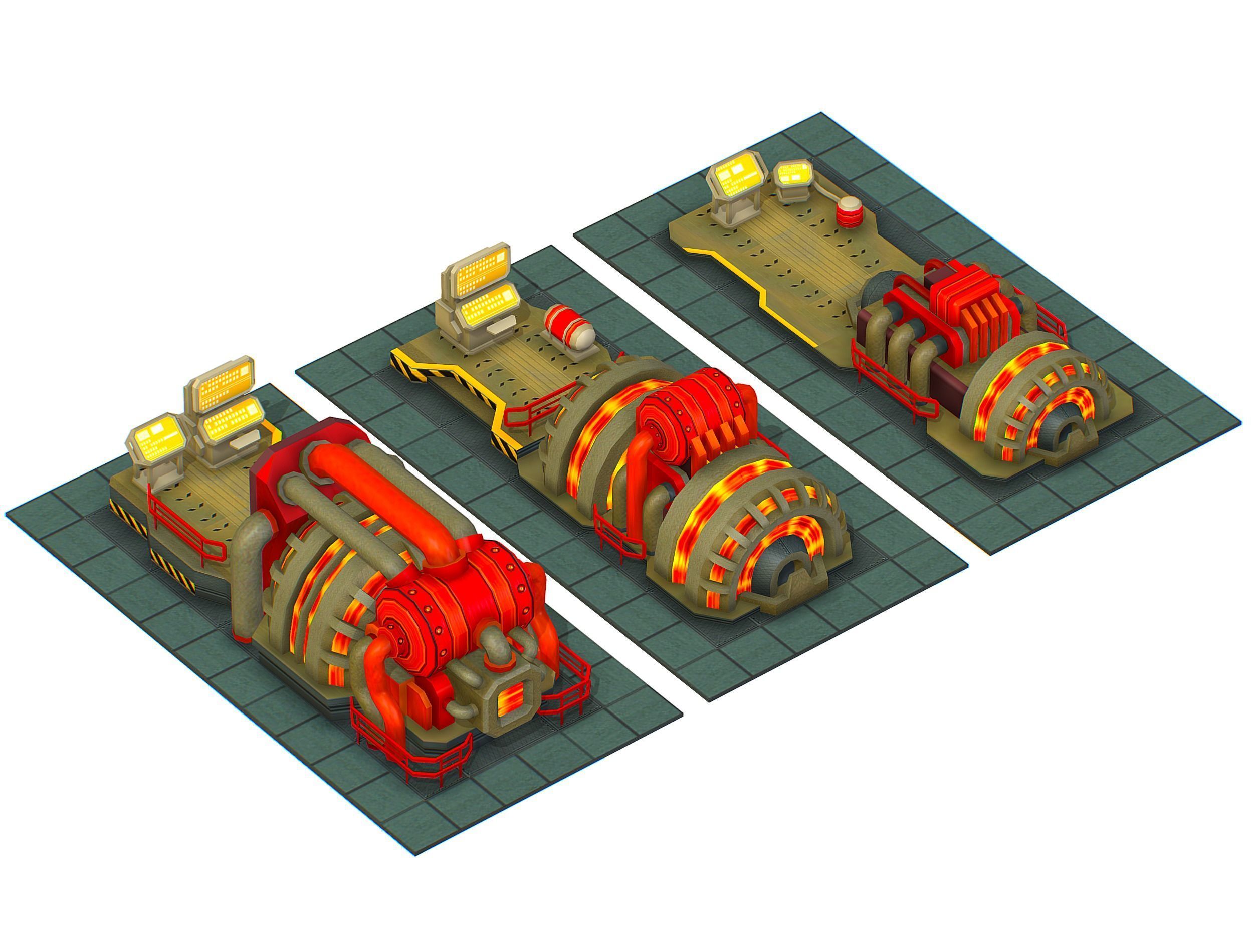 isometrical Installation Power Plant Generator Low-poly 3D model_3