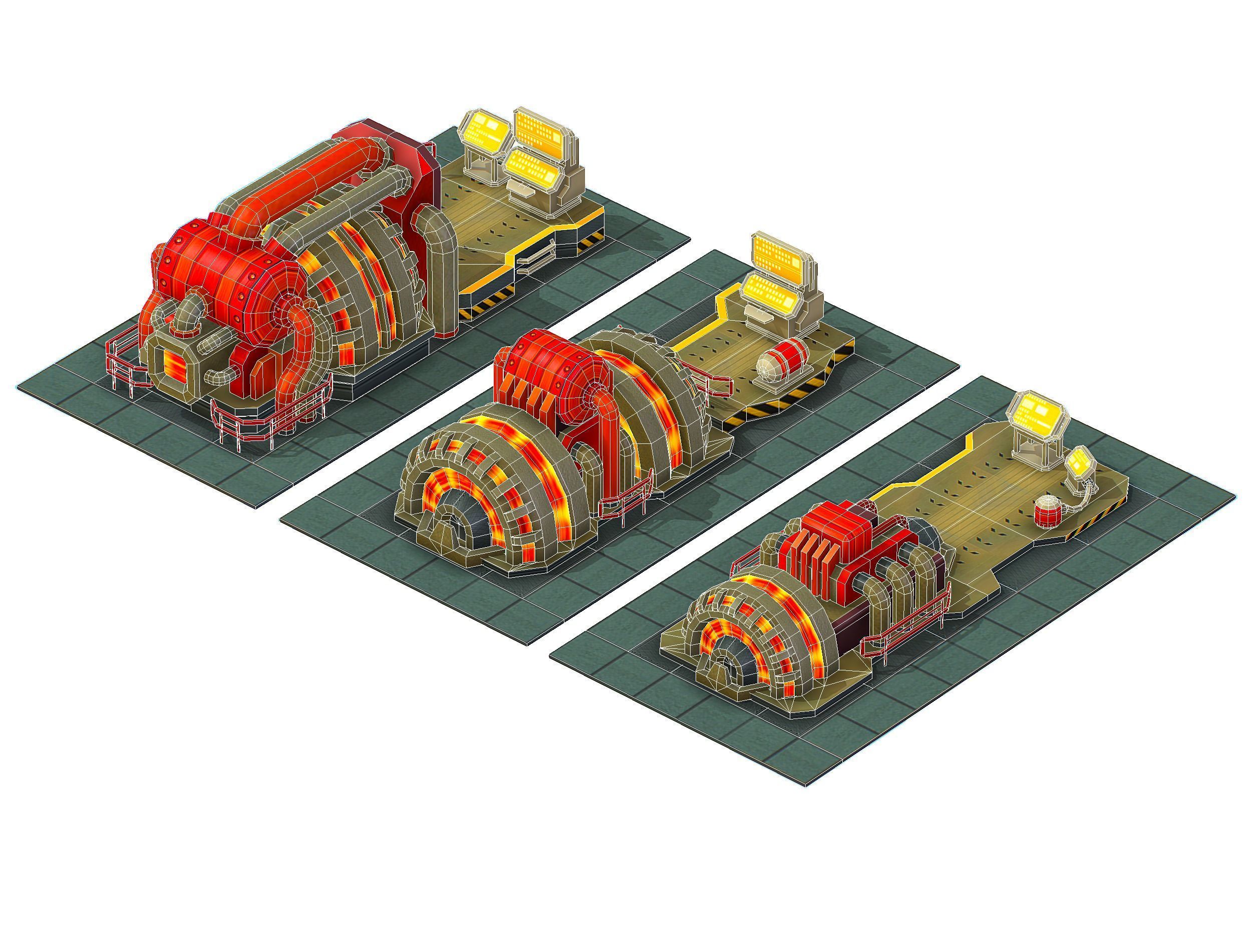 isometrical Installation Power Plant Generator Low-poly 3D model_40