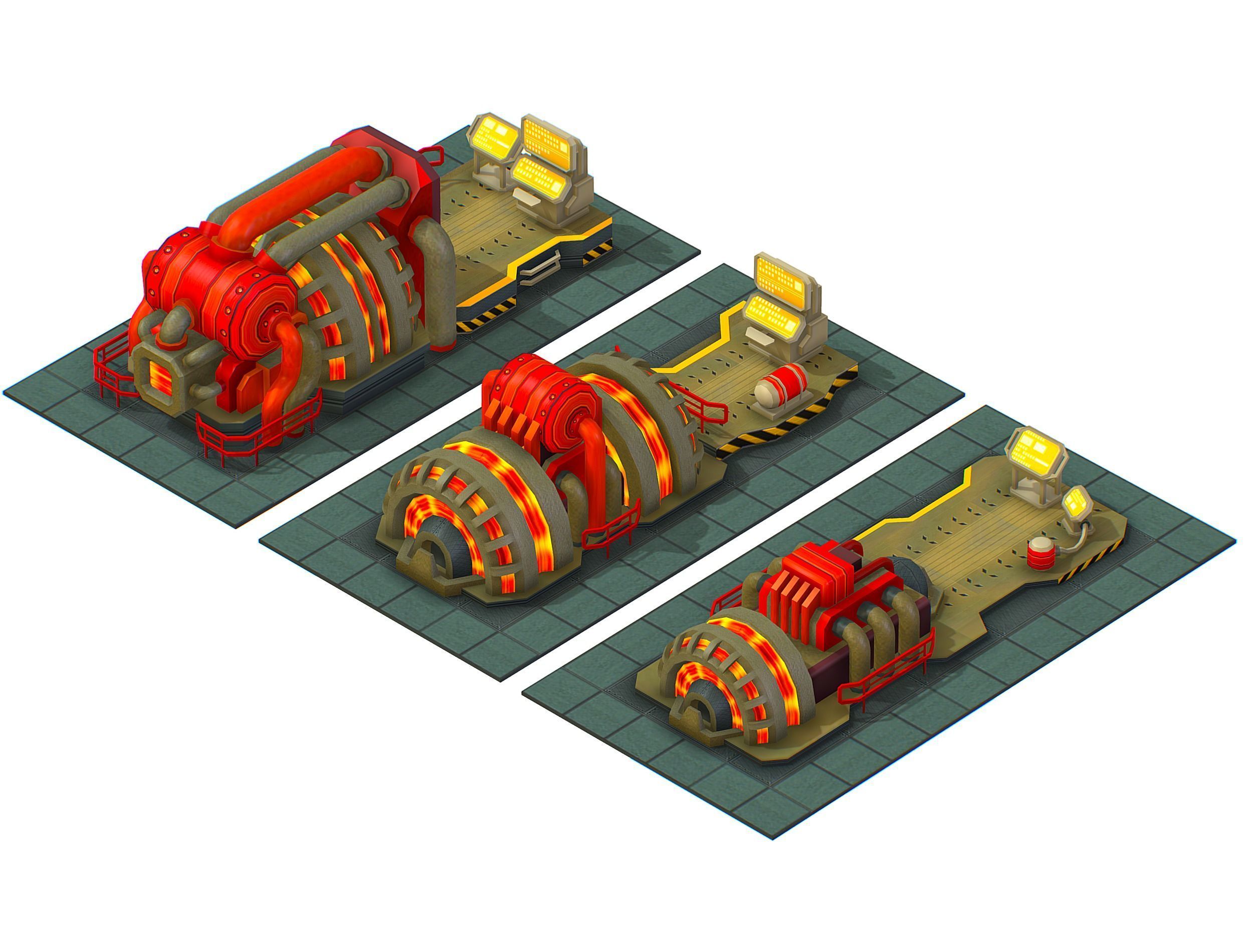 isometrical Installation Power Plant Generator Low-poly 3D model_14