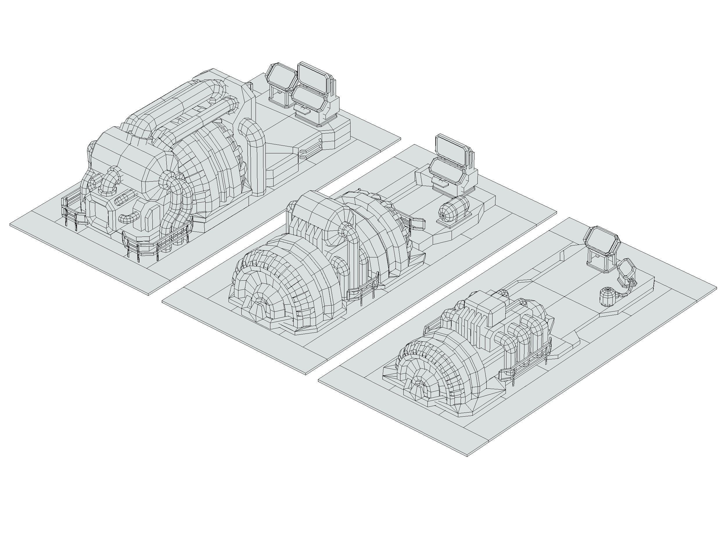 isometrical Installation Power Plant Generator Low-poly 3D model_43