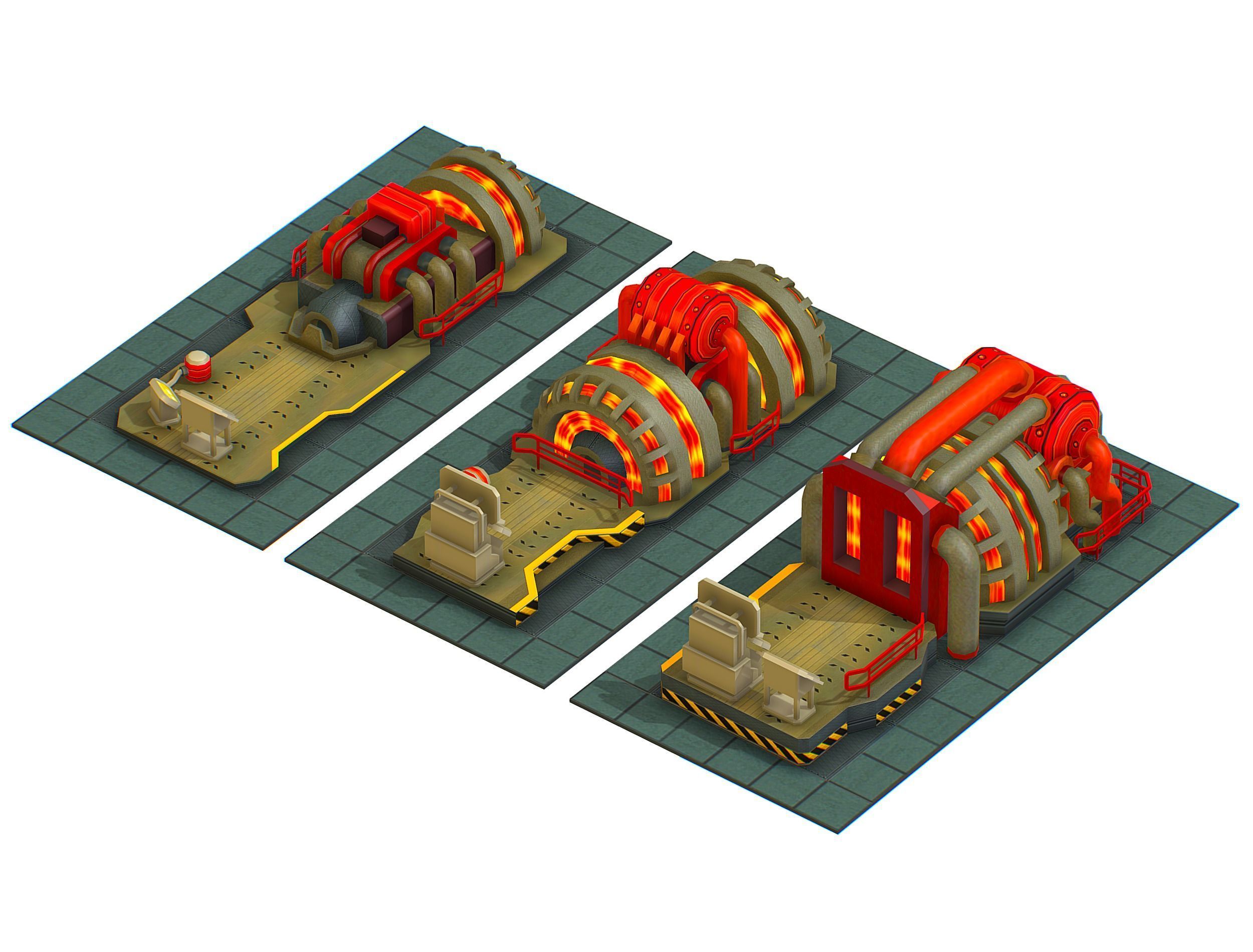 isometrical Installation Power Plant Generator Low-poly 3D model_8