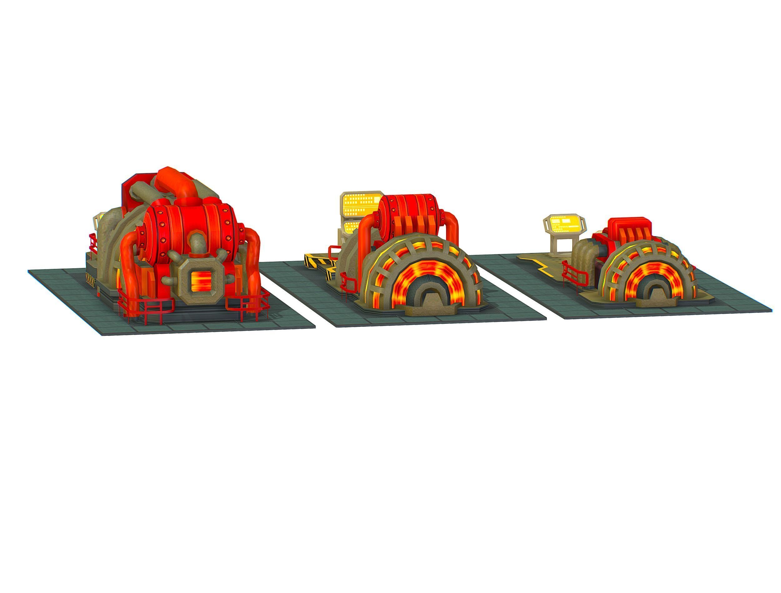 isometrical Installation Power Plant Generator Low-poly 3D model_17