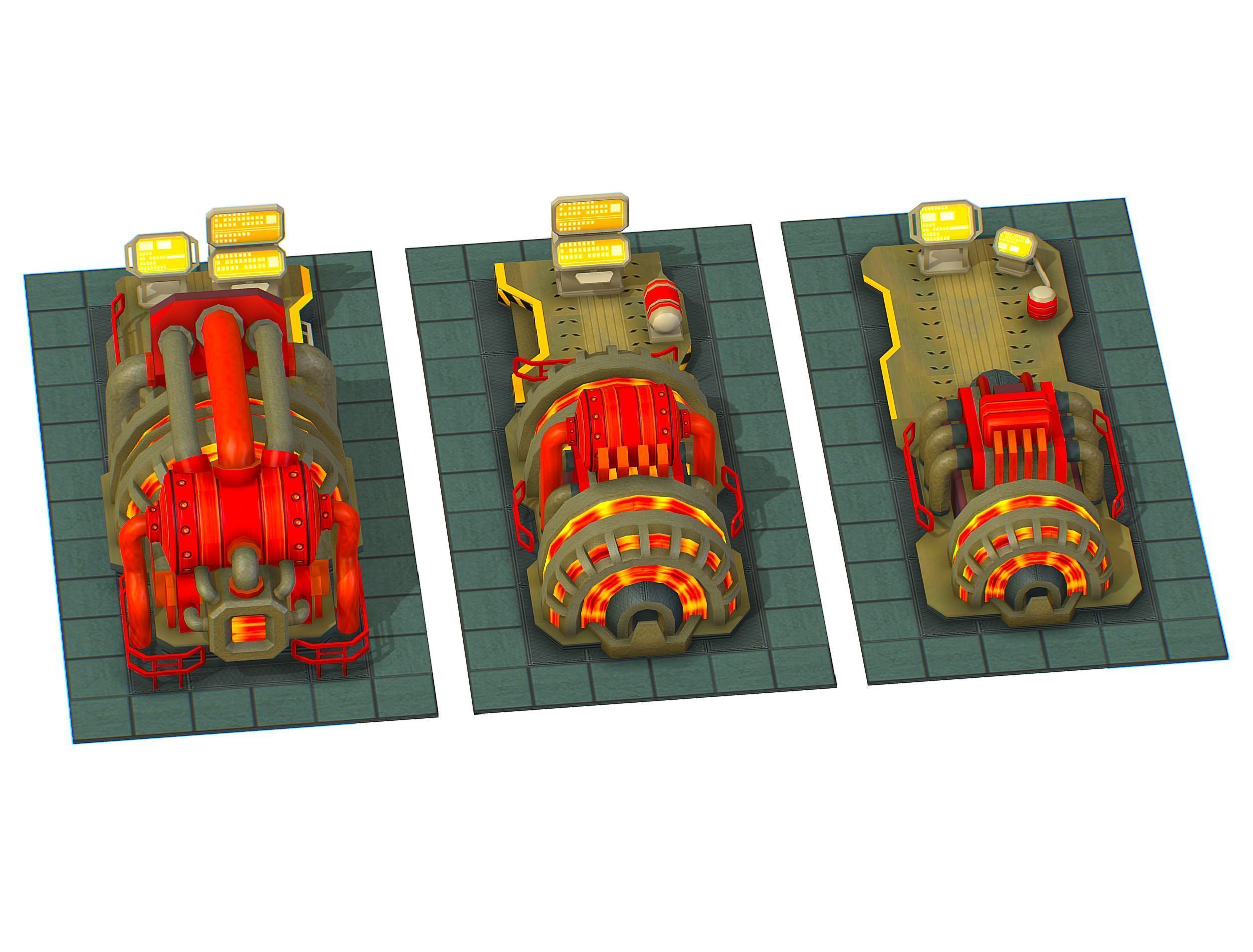 isometrical Installation Power Plant Generator Low-poly 3D model_2