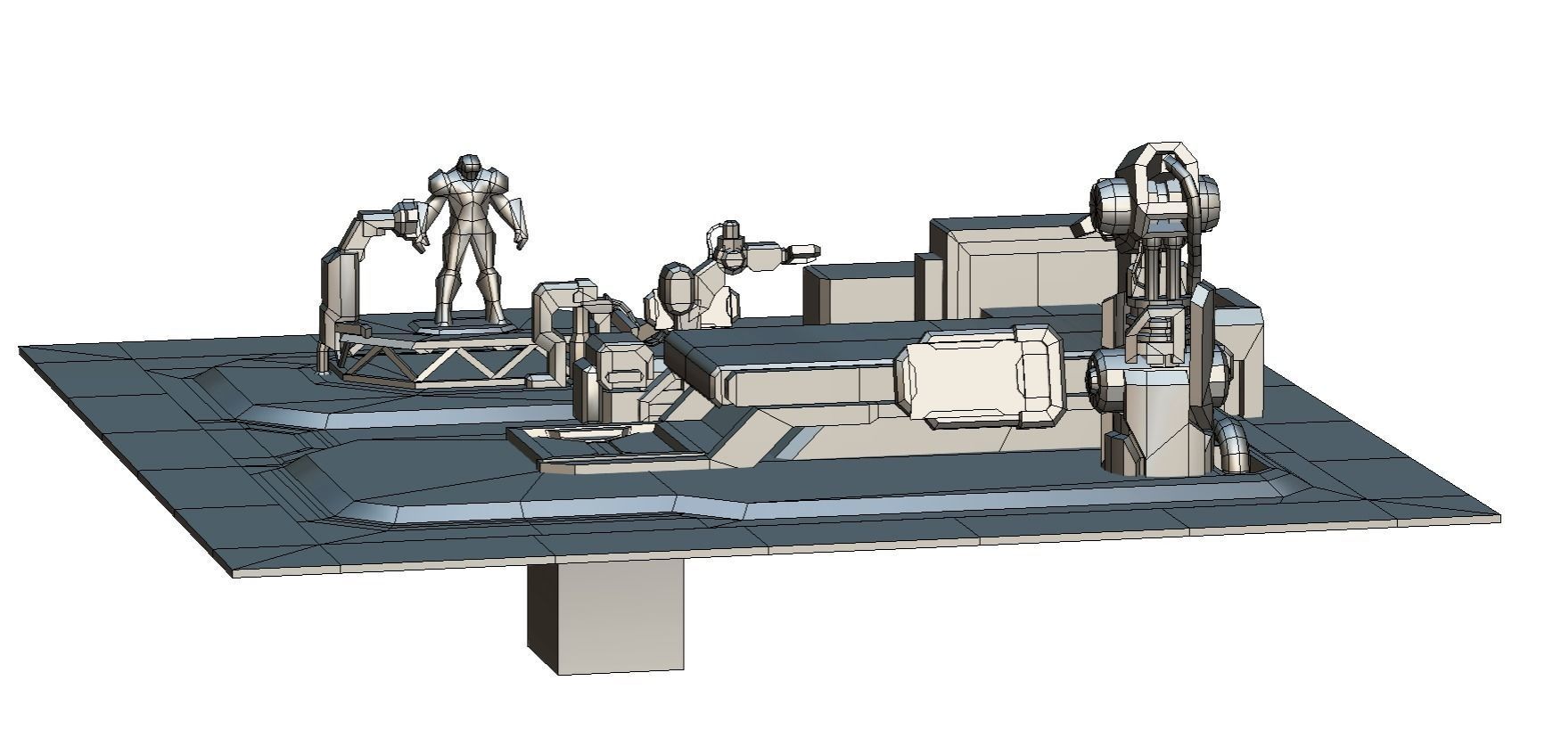 isometrical Mechanical Robot Assembly Conveyor 1 Low-poly 3D model_26