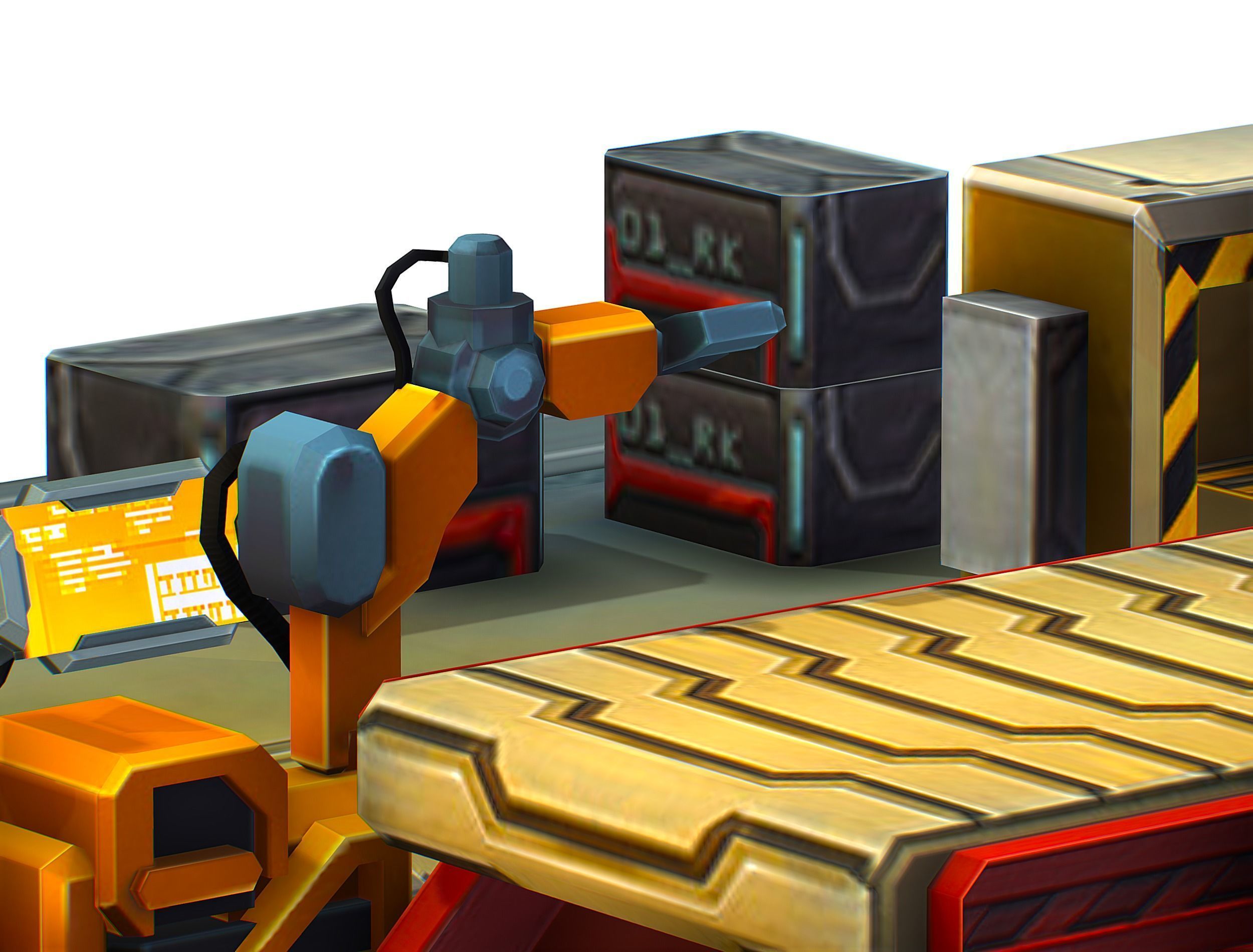 isometrical Mechanical Robot Assembly Conveyor 1 Low-poly 3D model_14