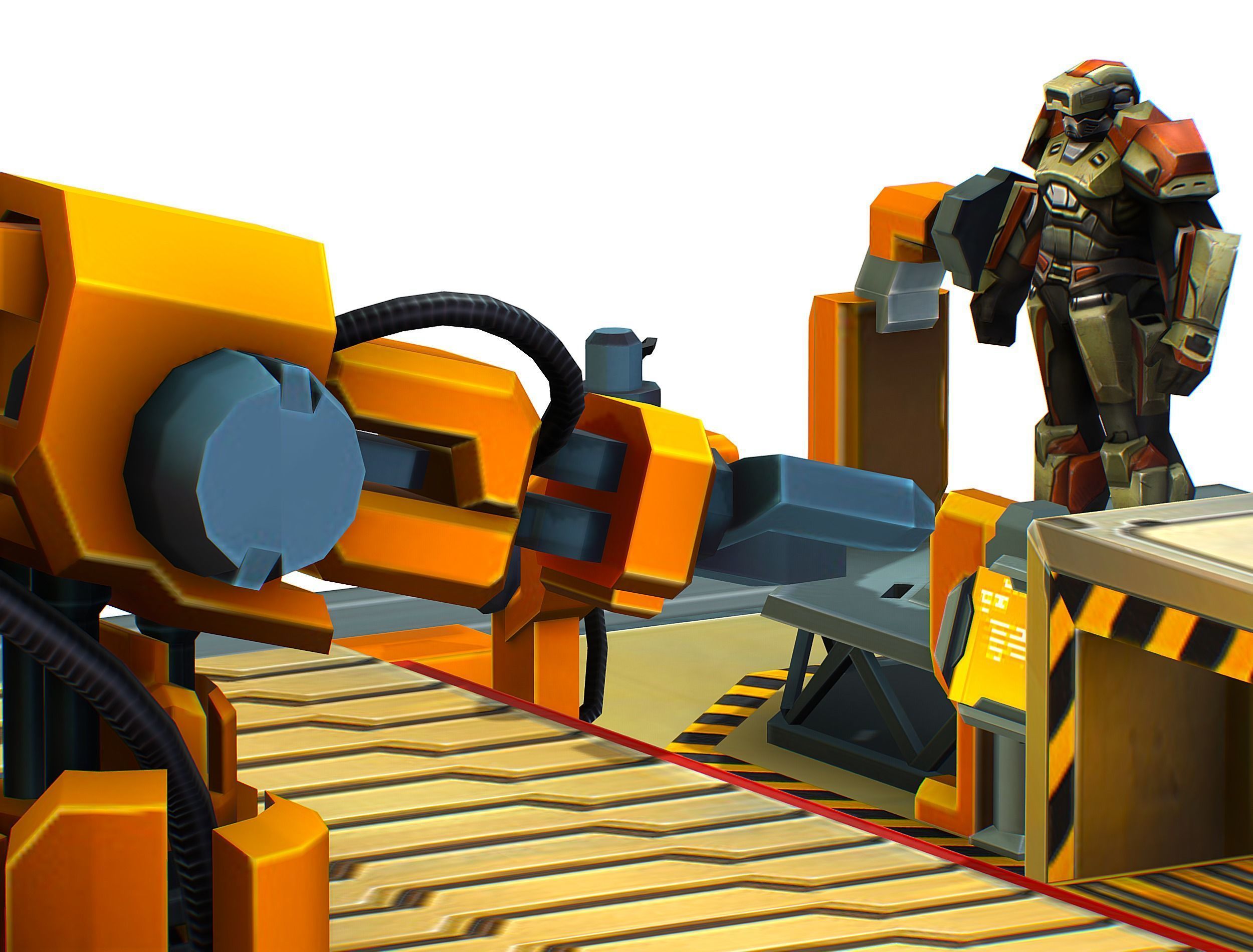 isometrical Mechanical Robot Assembly Conveyor 1 Low-poly 3D model_16