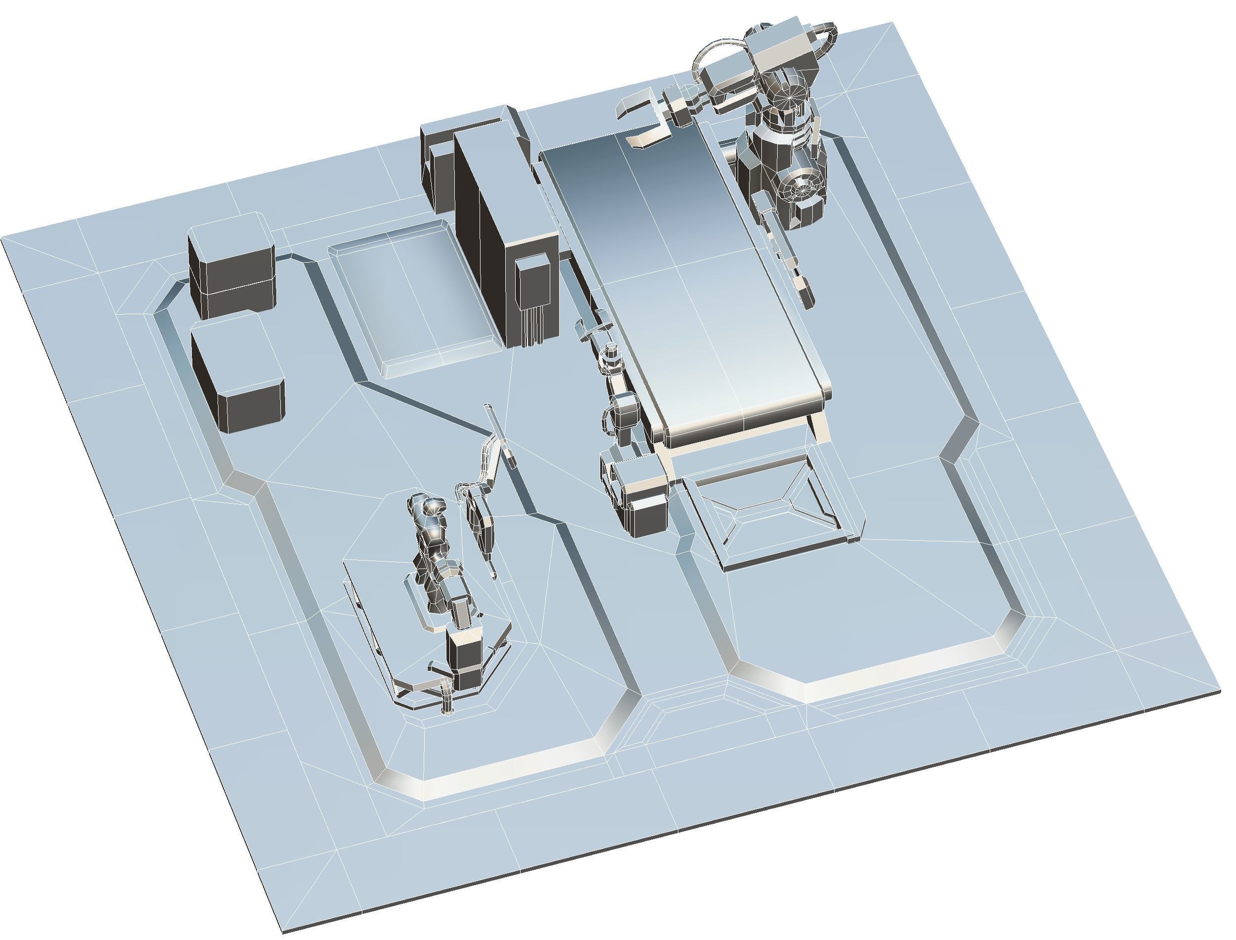 isometrical Mechanical Robot Assembly Conveyor 1 Low-poly 3D model_18