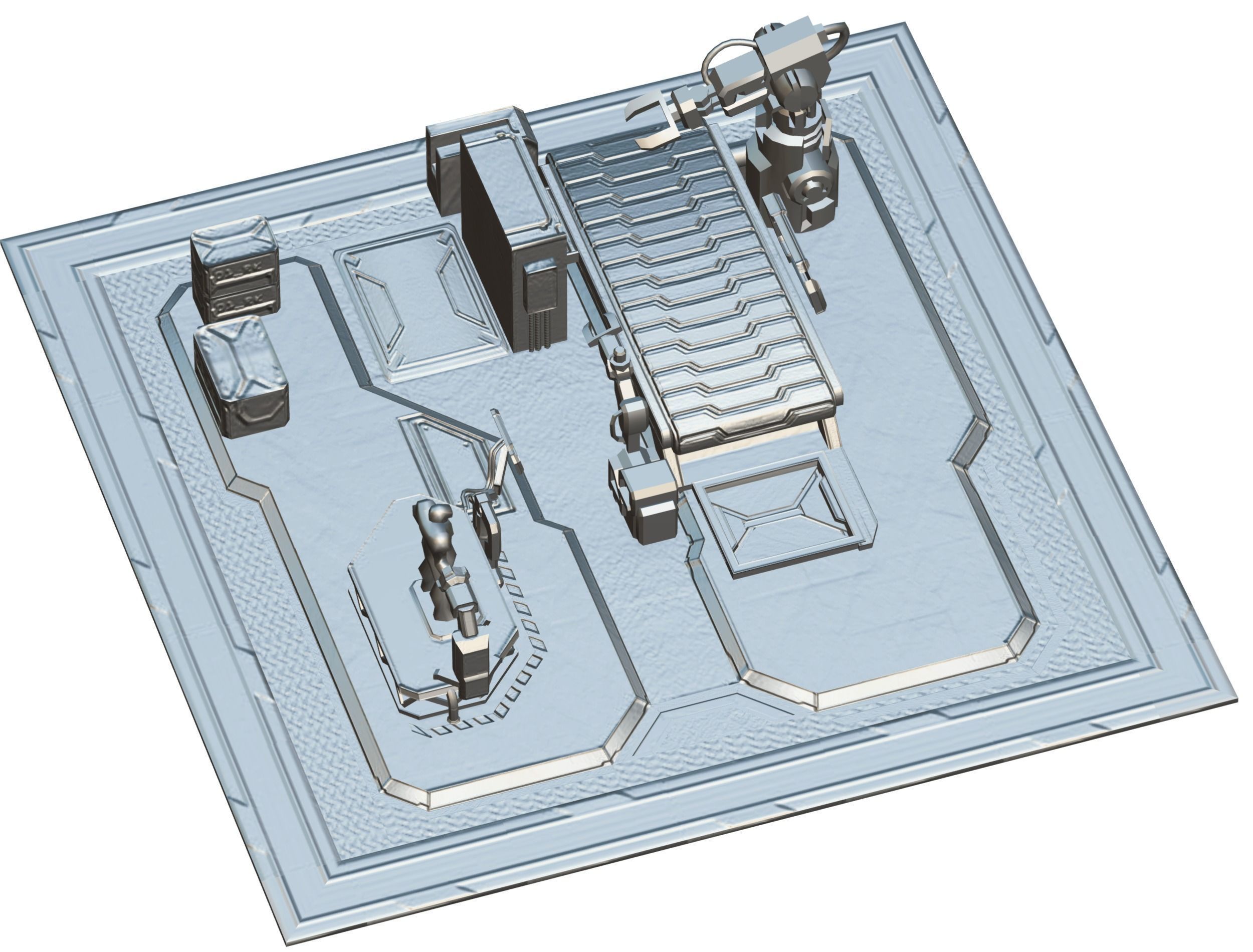 isometrical Mechanical Robot Assembly Conveyor 1 Low-poly 3D model_19
