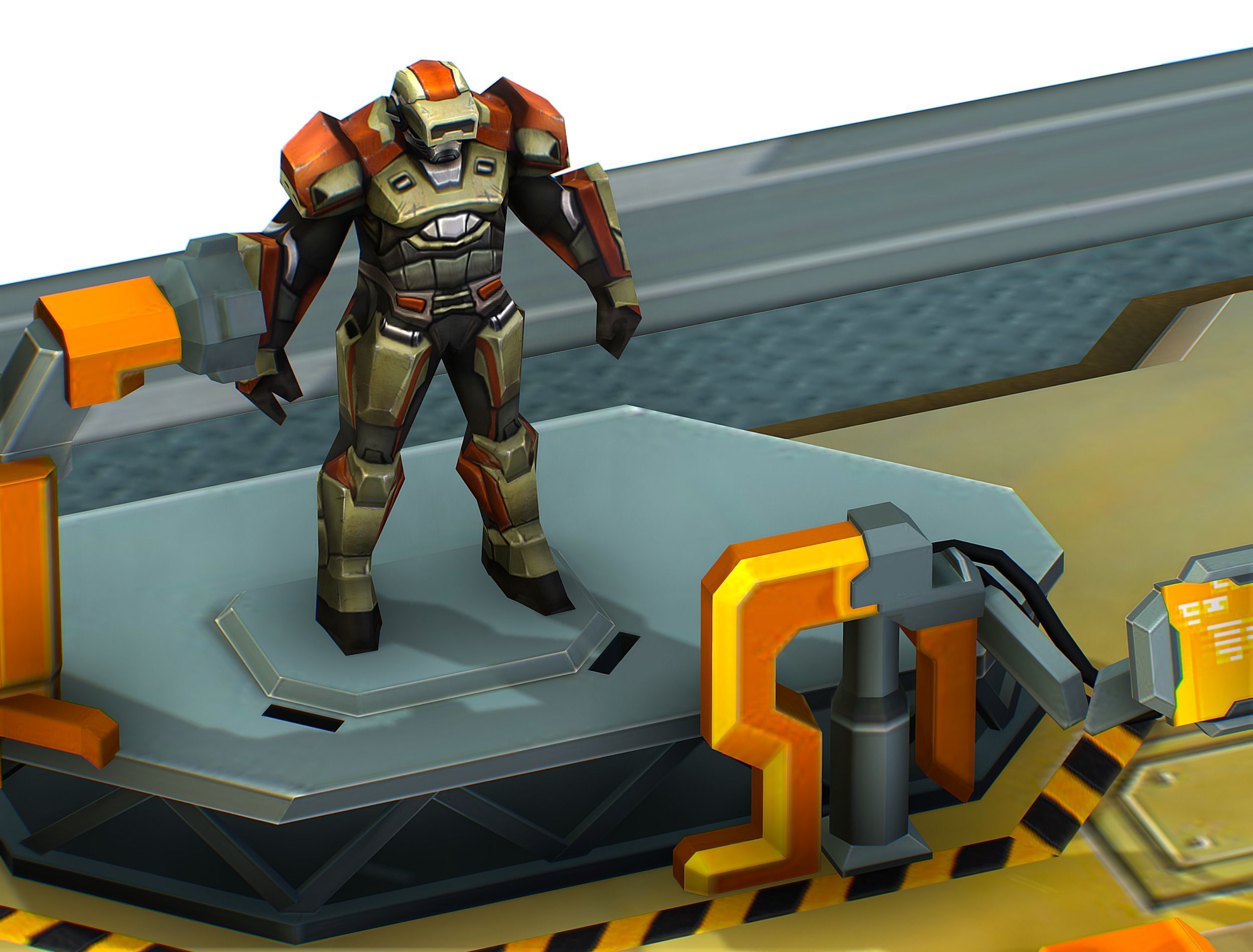 isometrical Mechanical Robot Assembly Conveyor 1 Low-poly 3D model_13