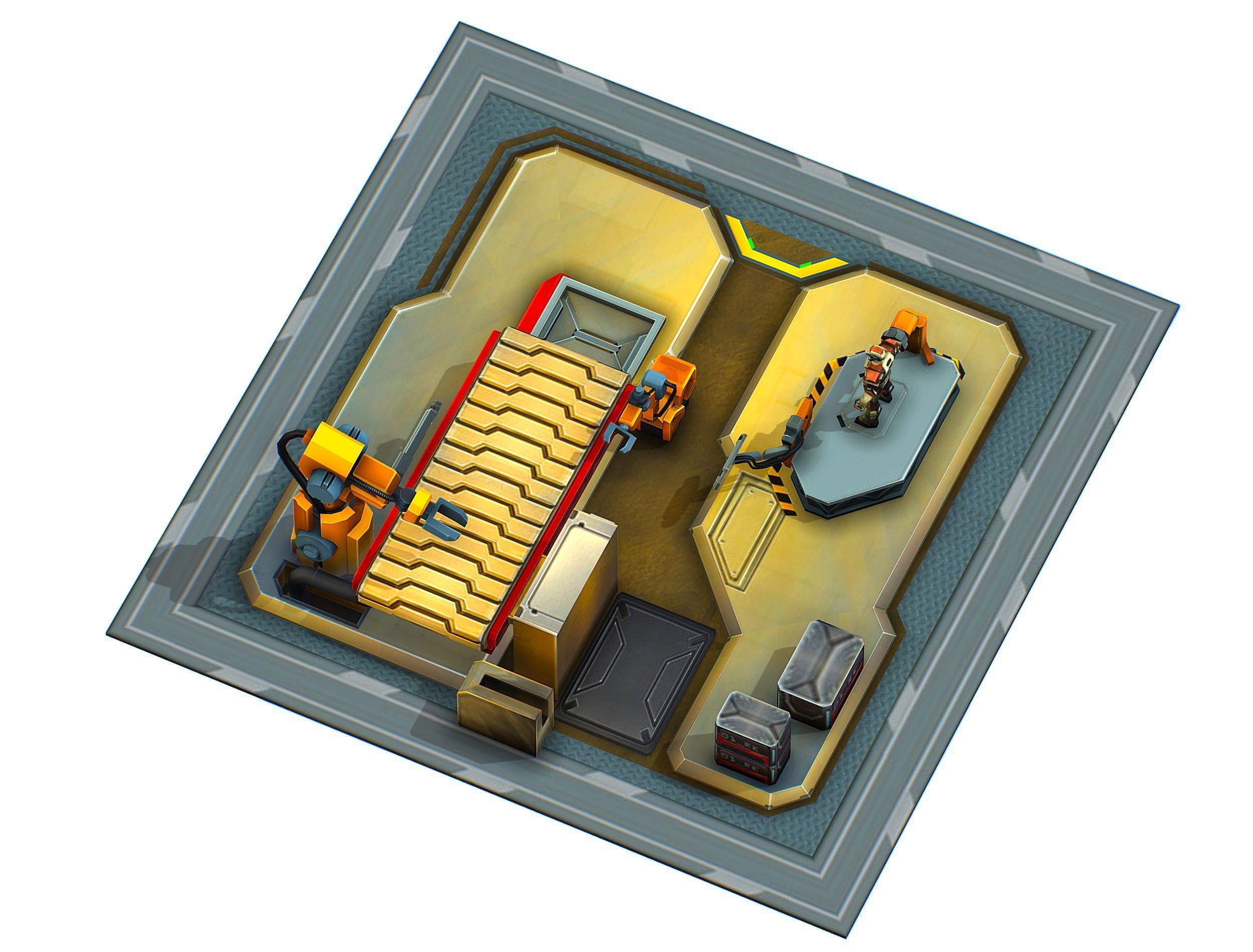 isometrical Mechanical Robot Assembly Conveyor 1 Low-poly 3D model_5