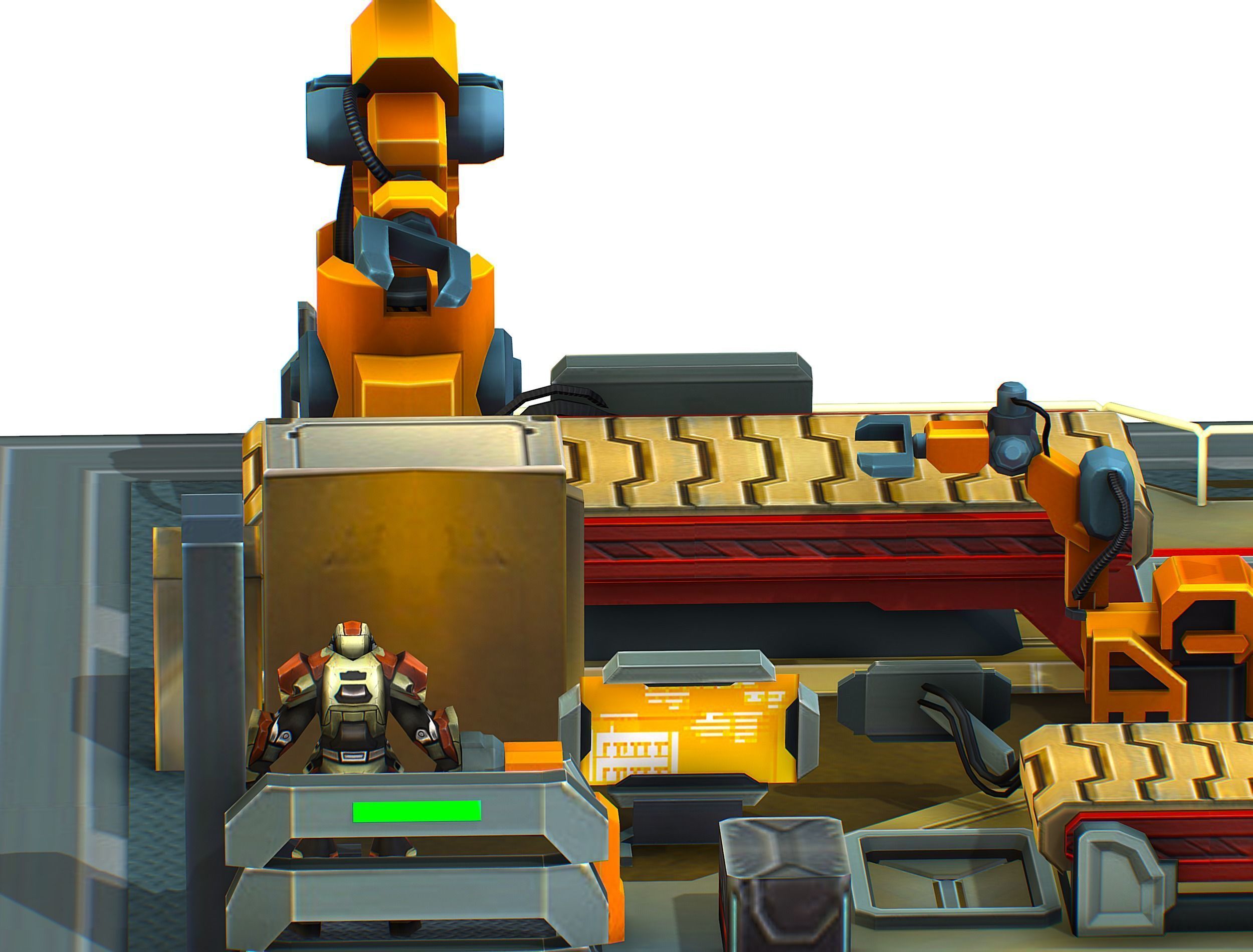isometrical Mechanical Robot Assembly Conveyor 2 Low-poly 3D model_15