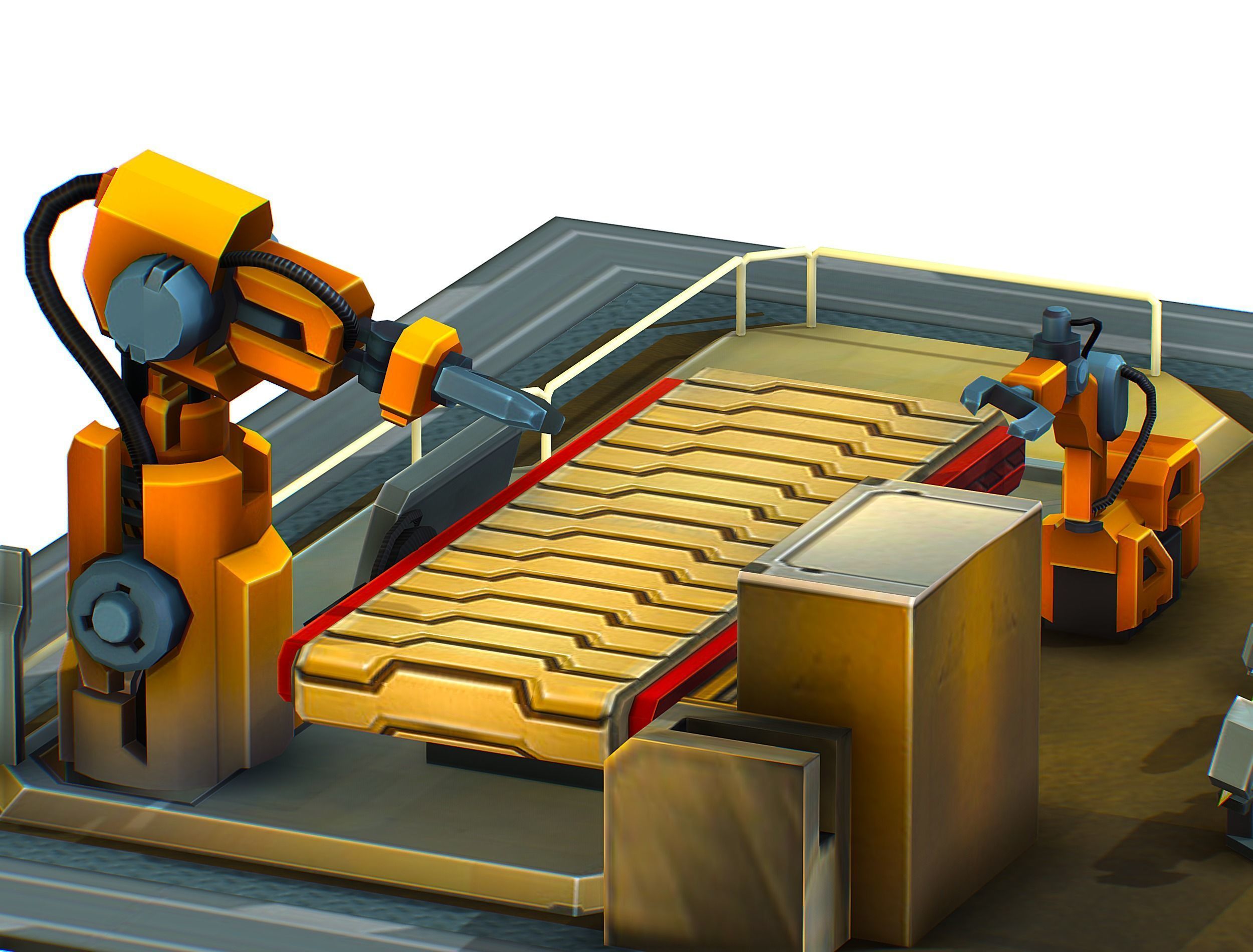 isometrical Mechanical Robot Assembly Conveyor 2 Low-poly 3D model_13