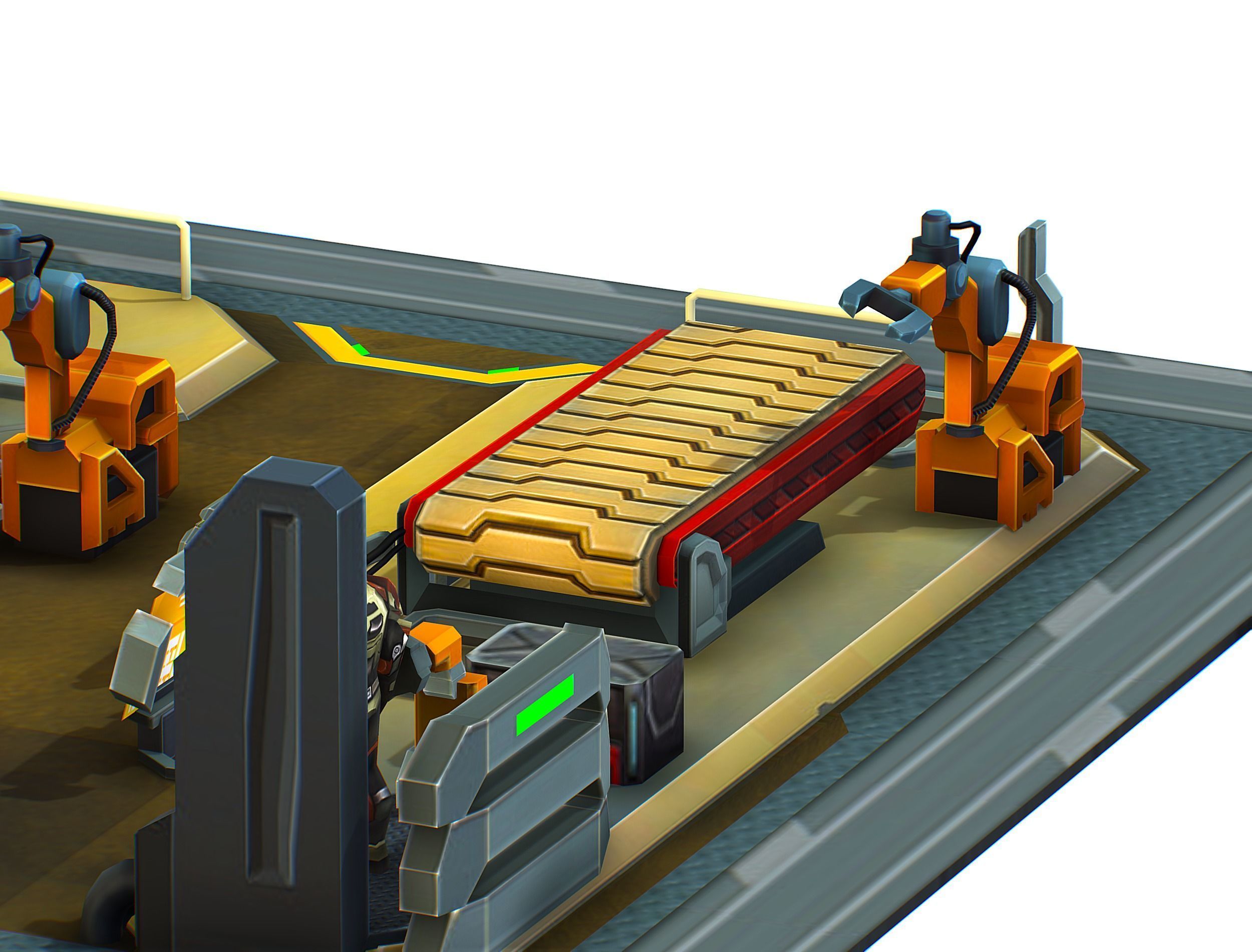 isometrical Mechanical Robot Assembly Conveyor 2 Low-poly 3D model_14