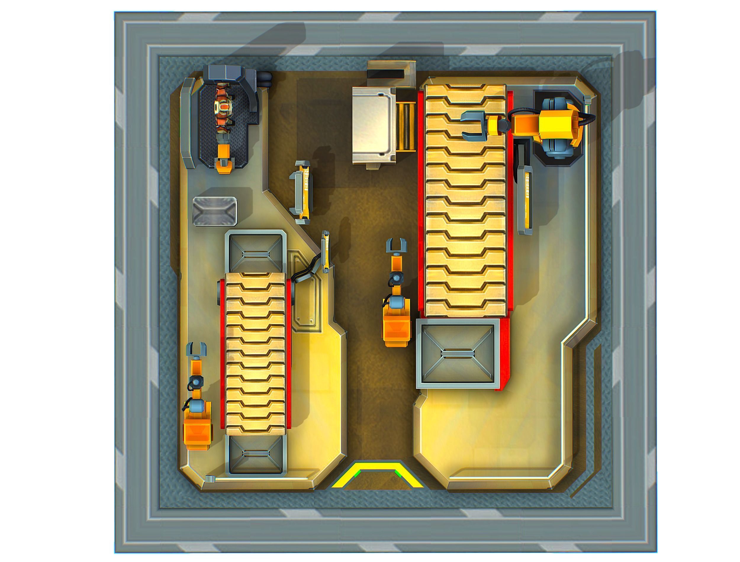 isometrical Mechanical Robot Assembly Conveyor 2 Low-poly 3D model_18