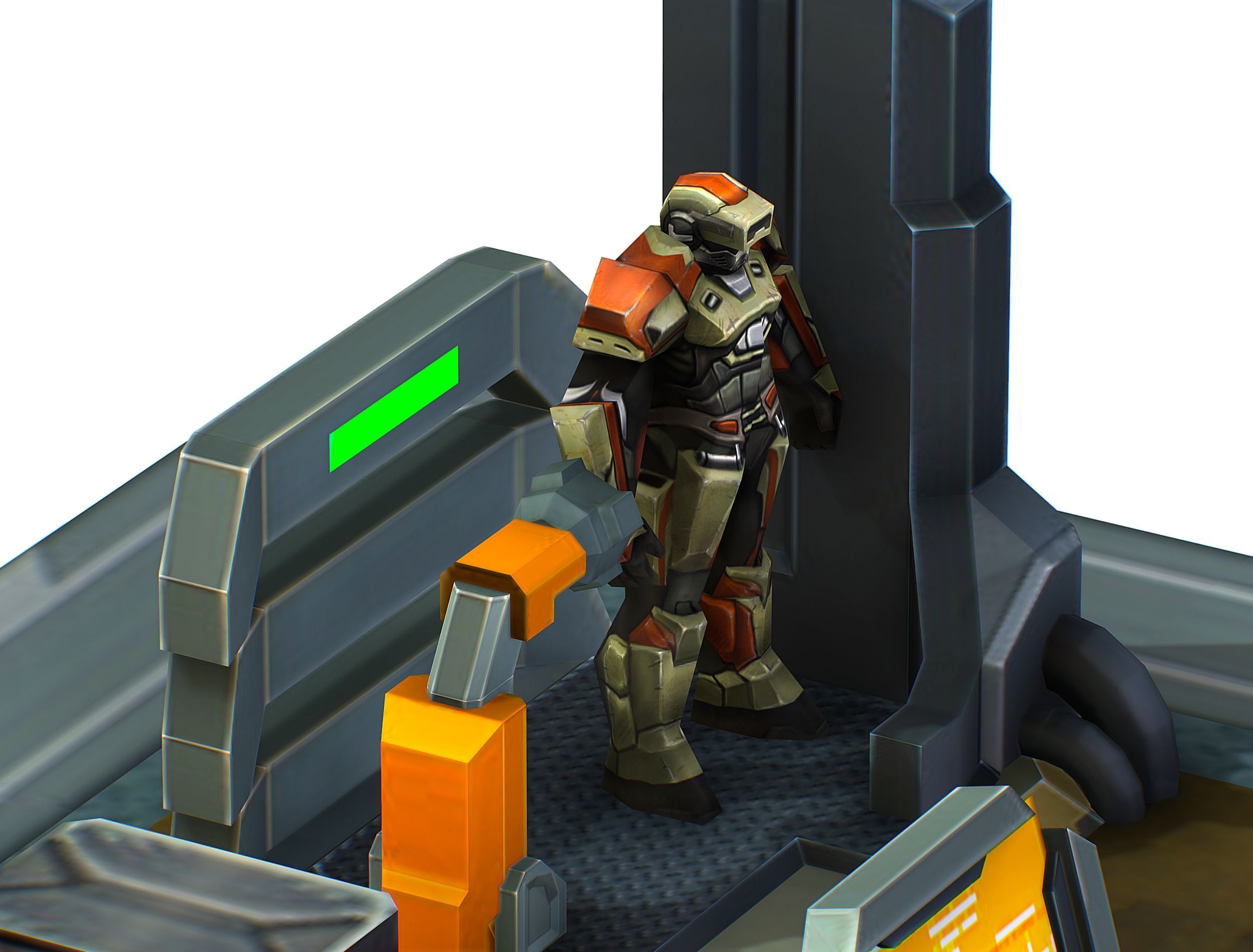 isometrical Mechanical Robot Assembly Conveyor 2 Low-poly 3D model_16