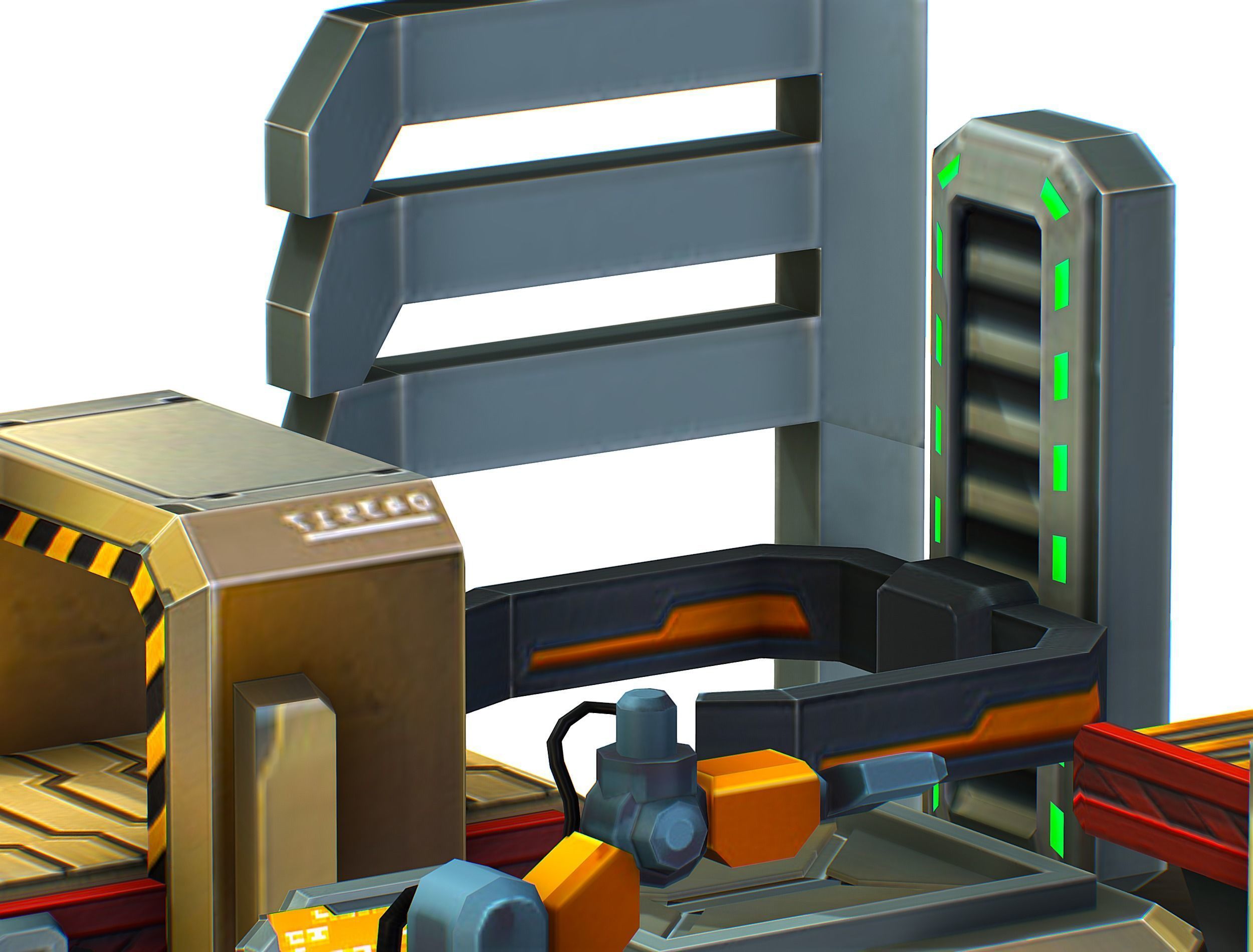 isometrical Mechanical Robot Assembly Conveyor 3 Low-poly 3D model_15