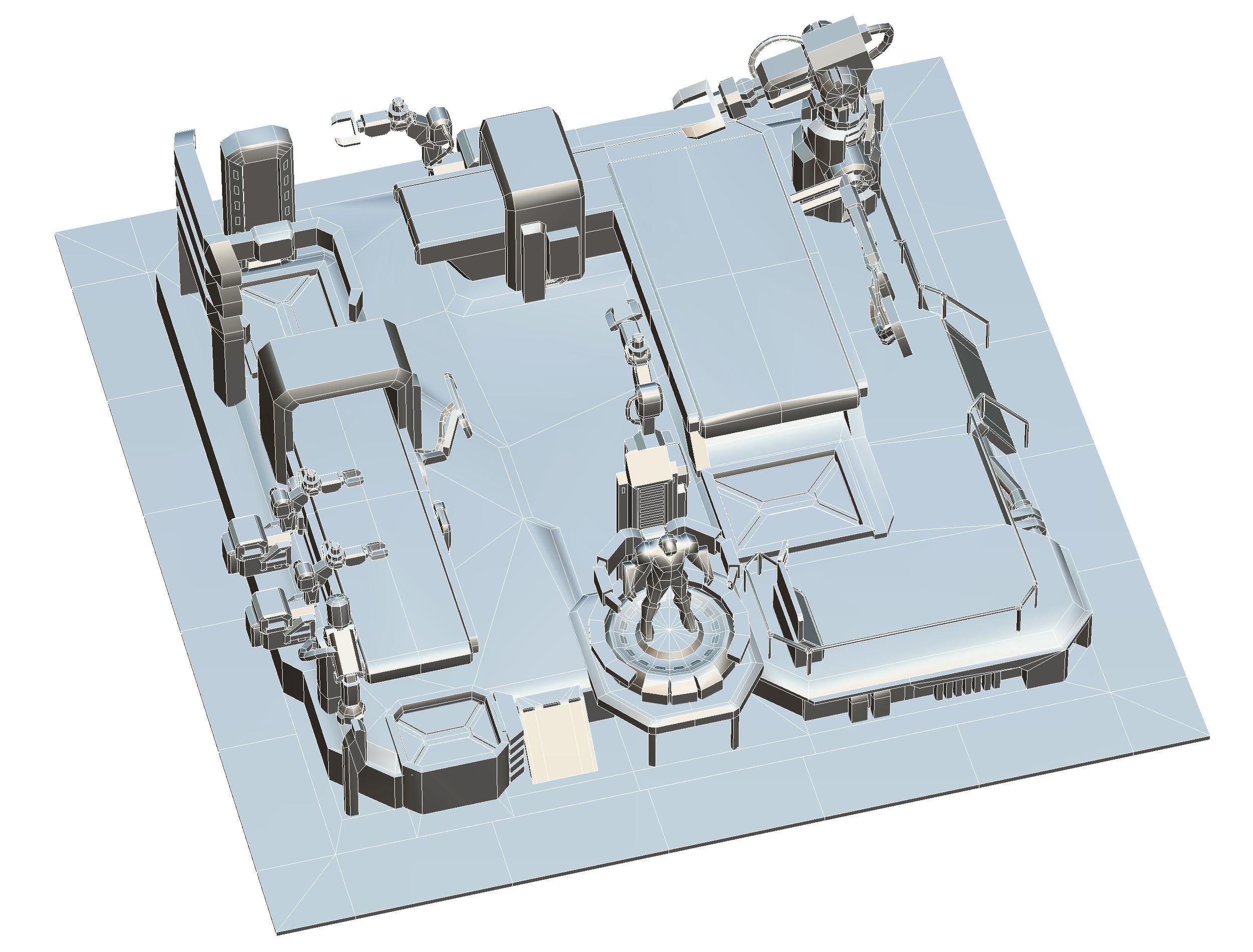 isometrical Mechanical Robot Assembly Conveyor 3 Low-poly 3D model_21
