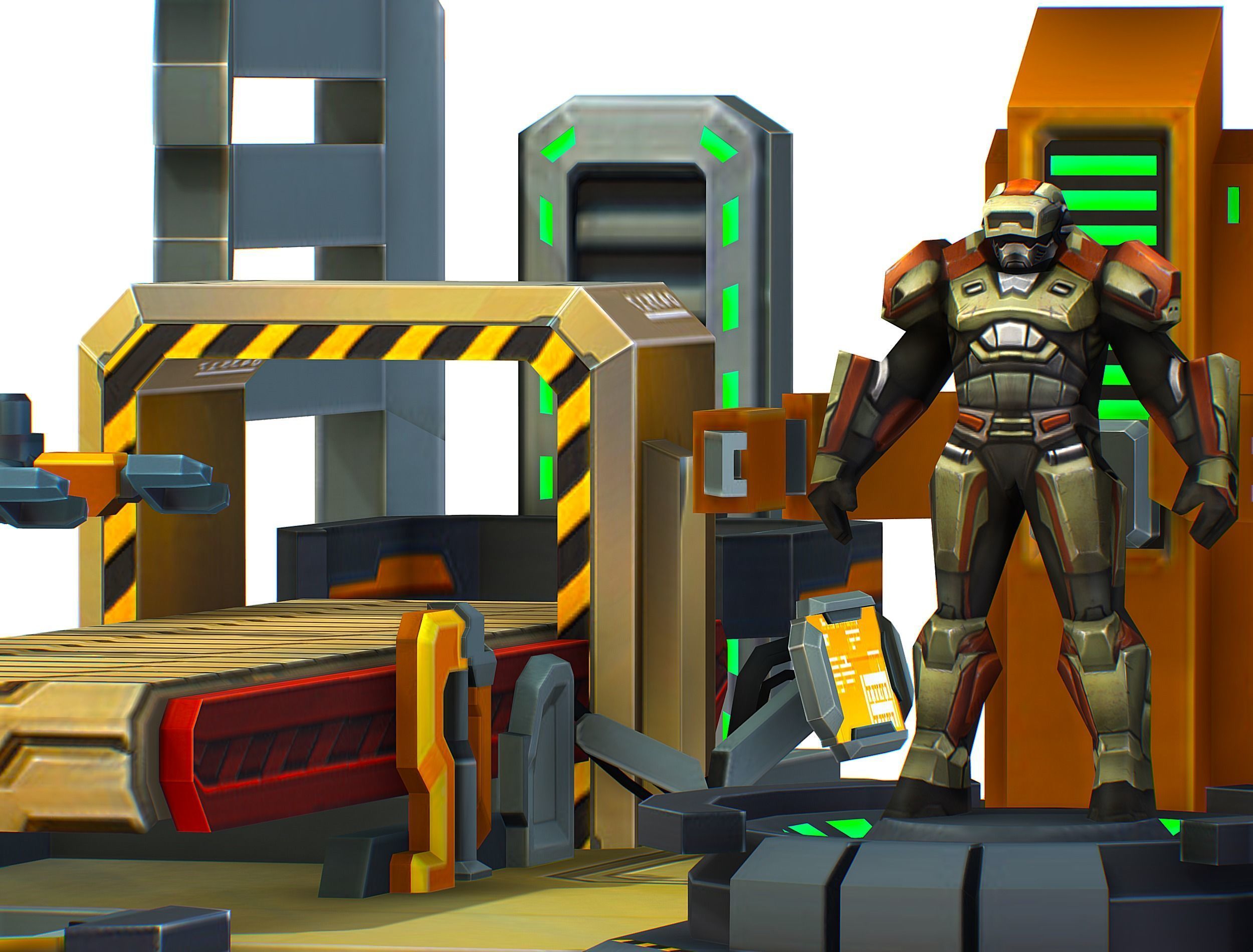 isometrical Mechanical Robot Assembly Conveyor 3 Low-poly 3D model_18