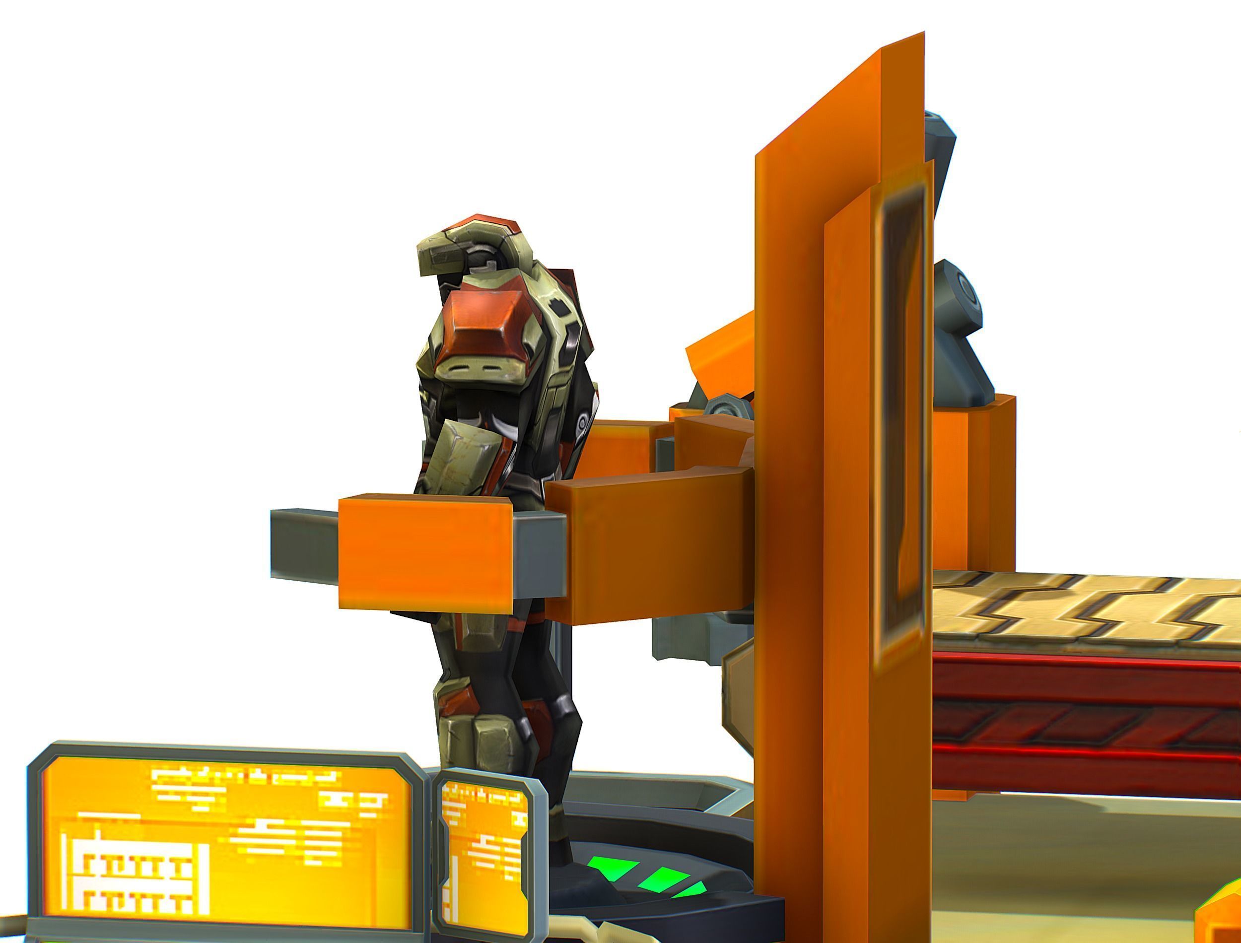 isometrical Mechanical Robot Assembly Conveyor 3 Low-poly 3D model_16